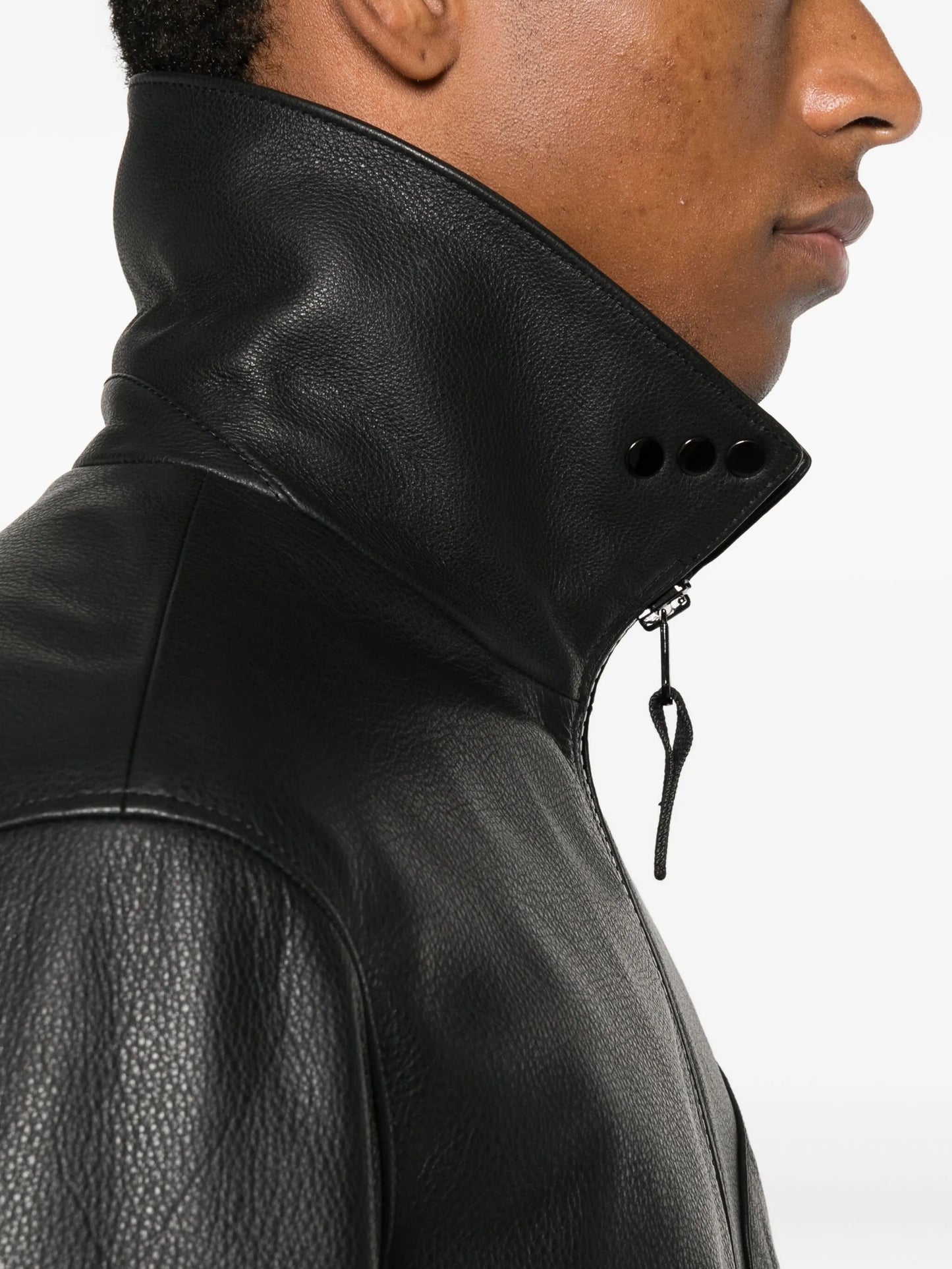 panelled zip-fastening leather jacket