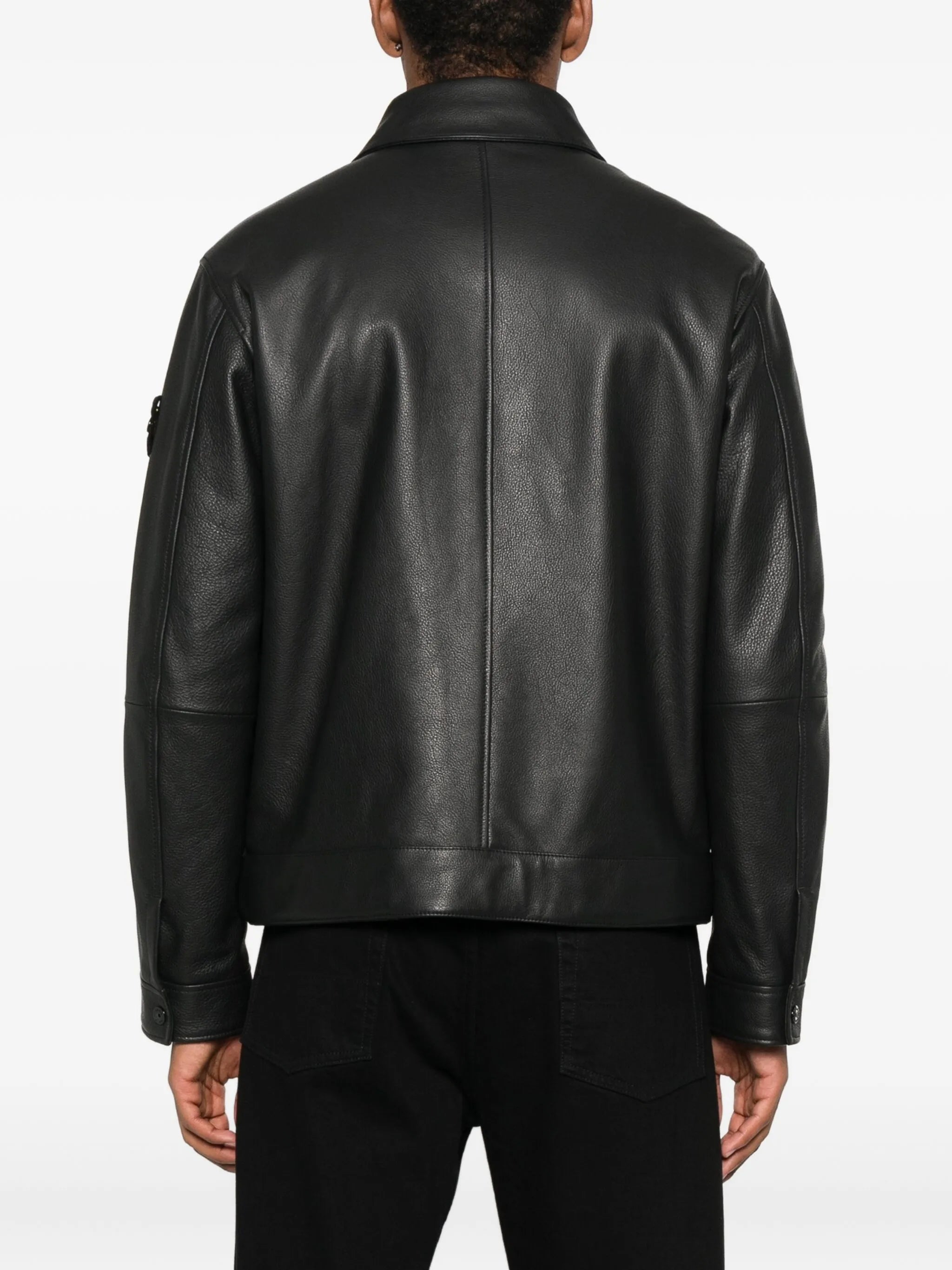 panelled zip-fastening leather jacket