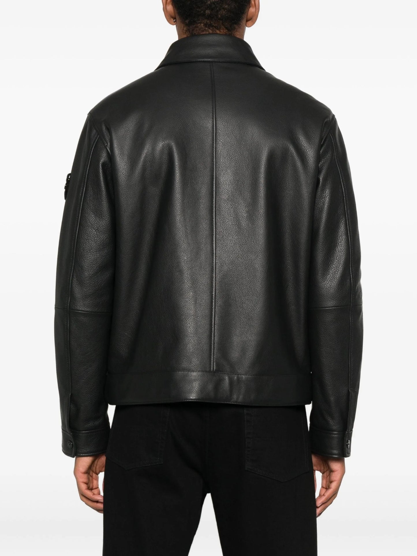 panelled zip-fastening leather jacket