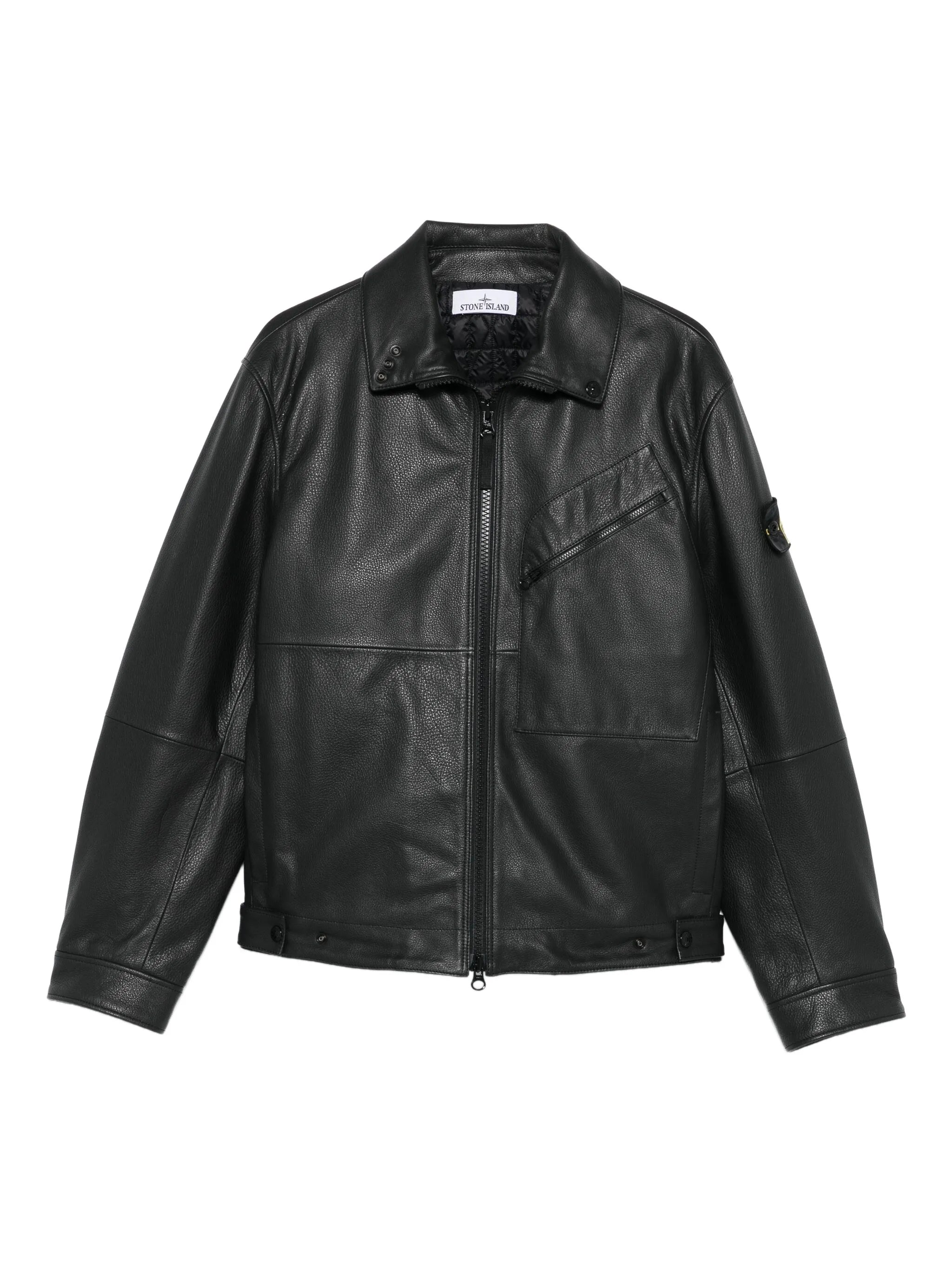 panelled zip-fastening leather jacket