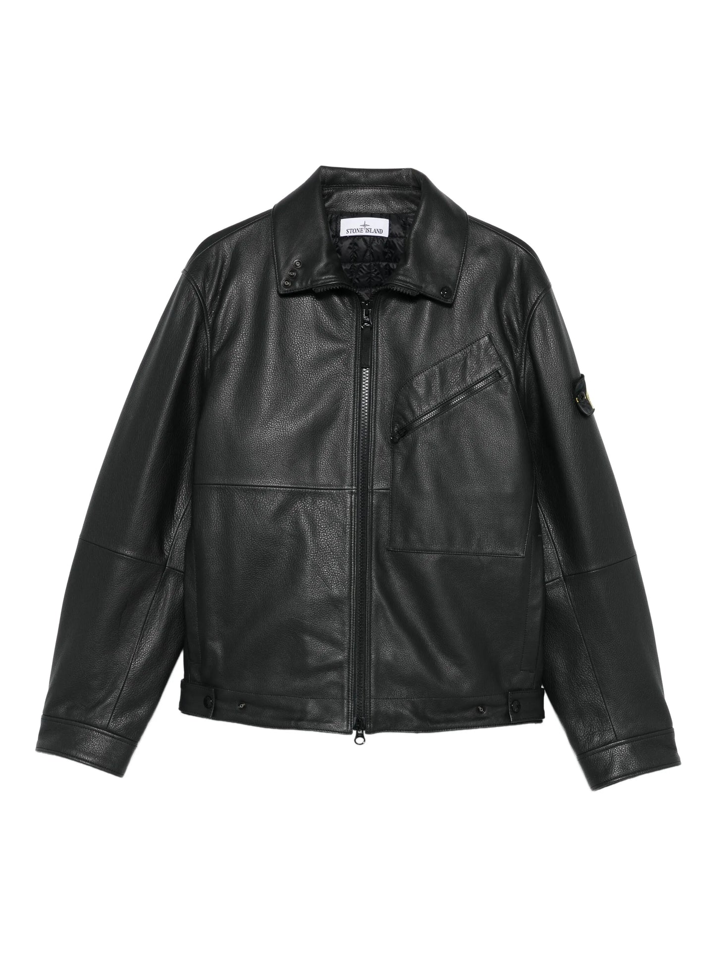 panelled zip-fastening leather jacket