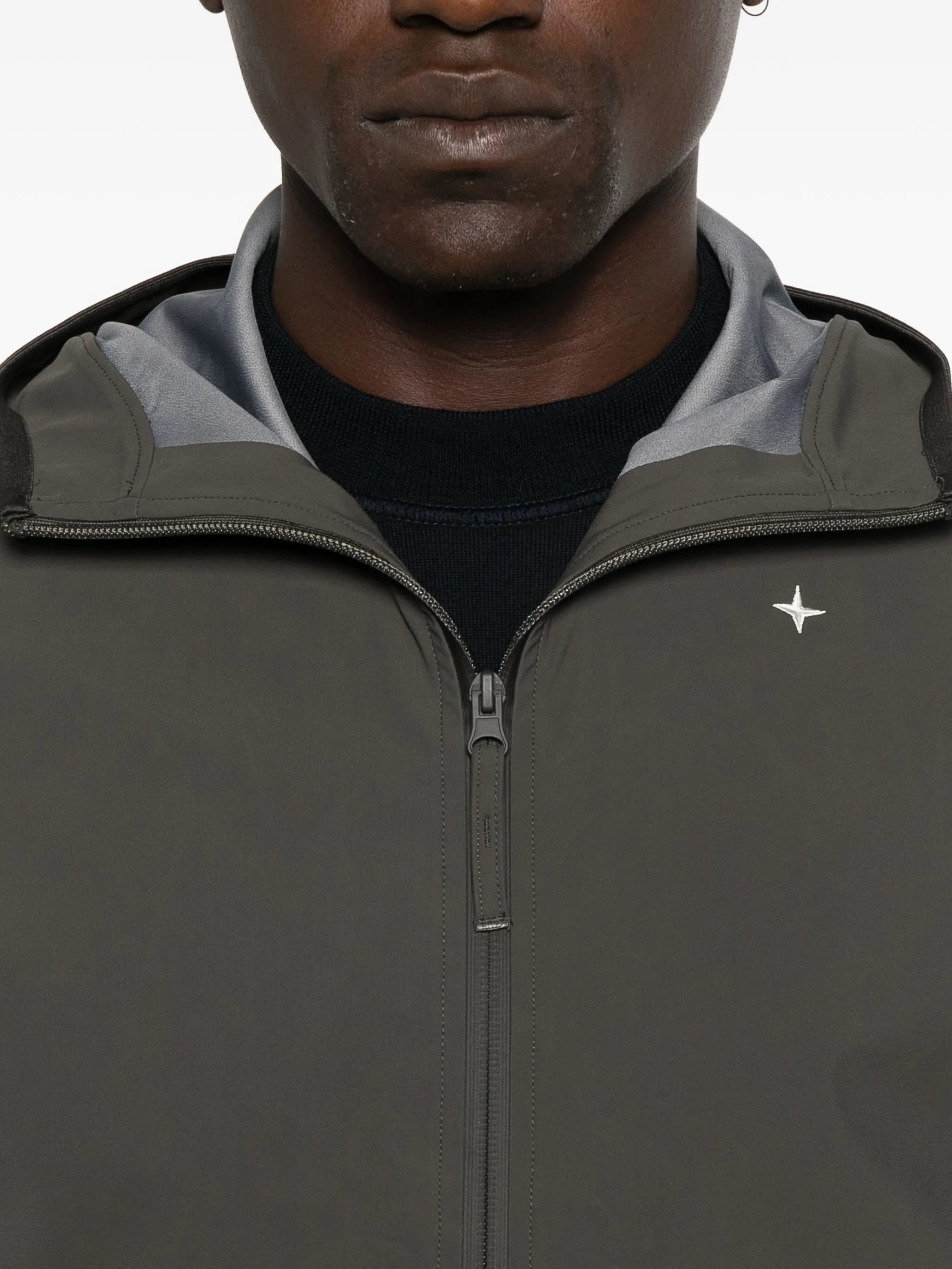 hooded zip-front jacket