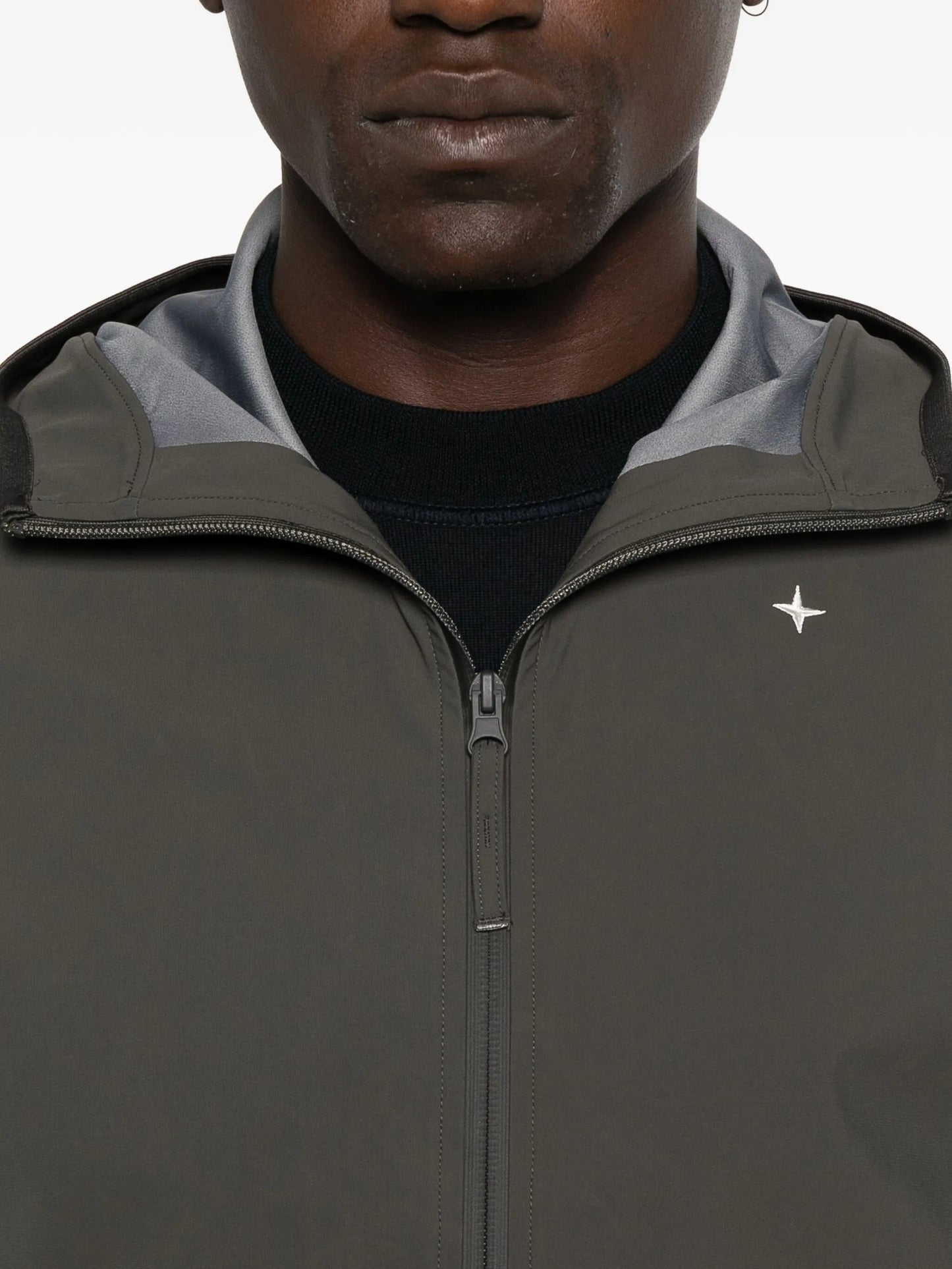 hooded zip-front jacket