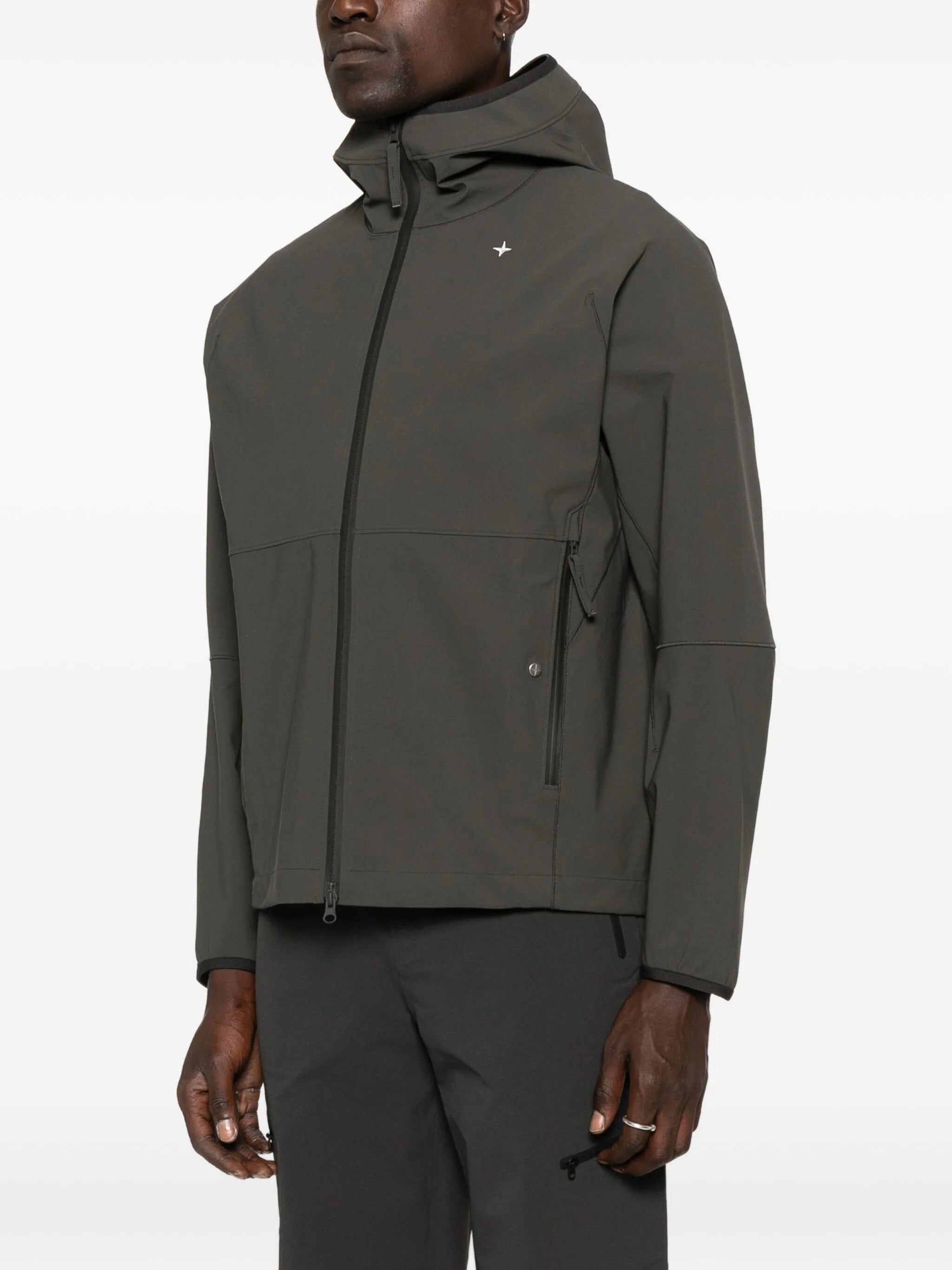 hooded zip-front jacket