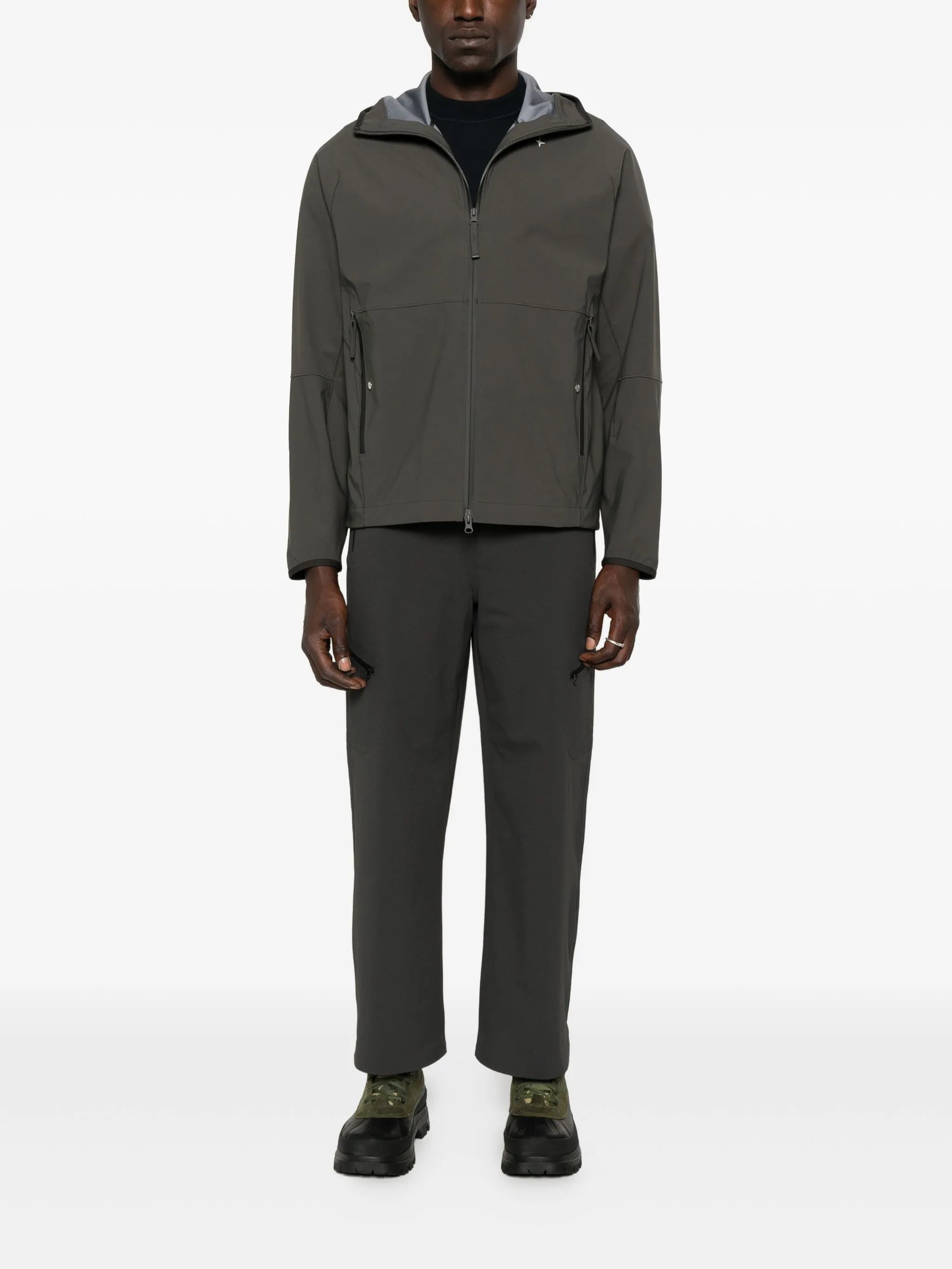 hooded zip-front jacket
