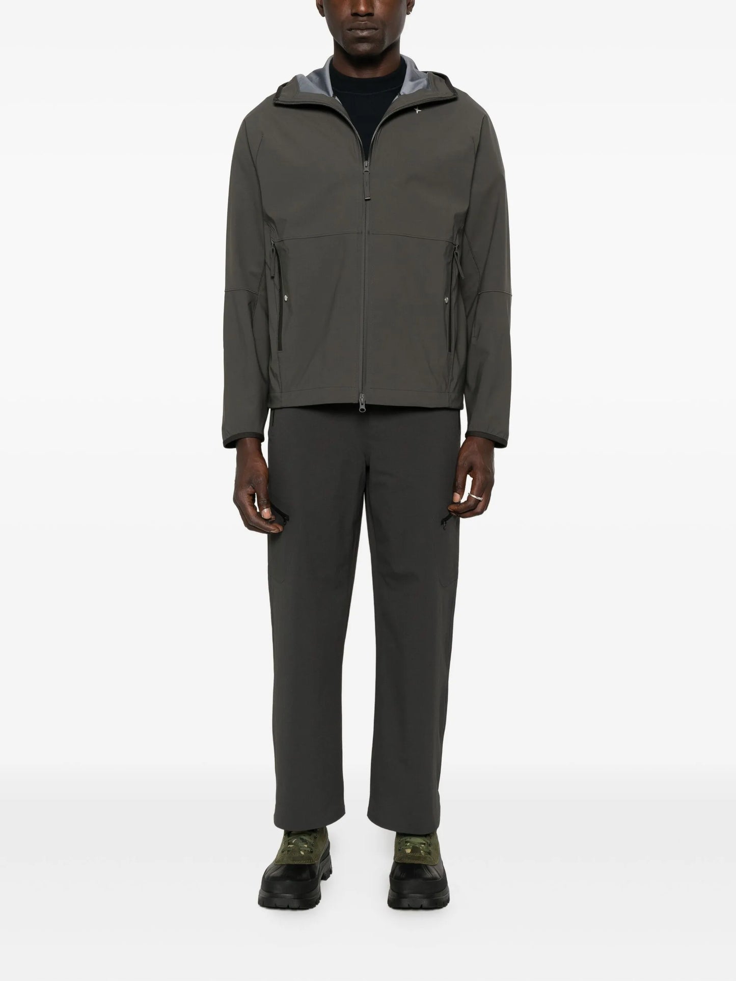 hooded zip-front jacket