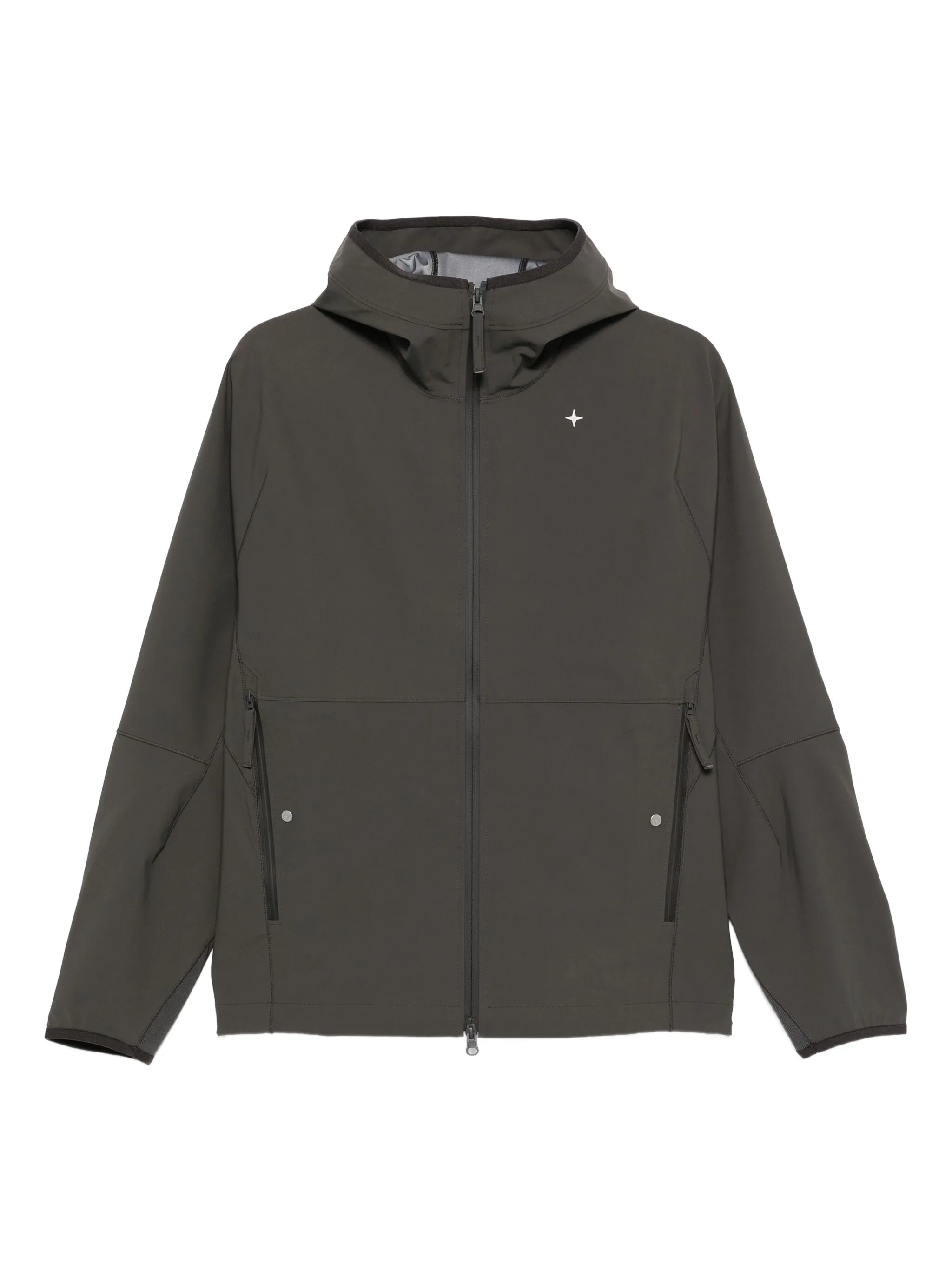 hooded zip-front jacket