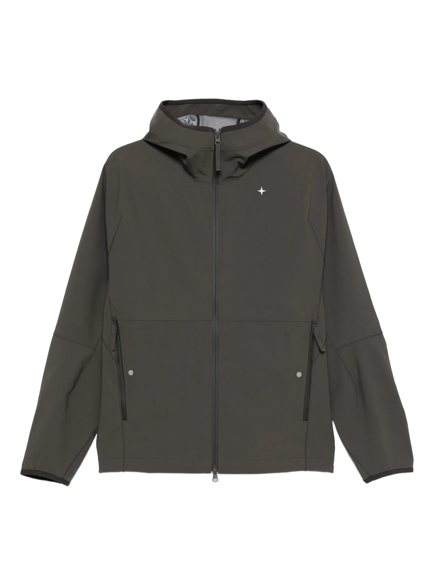 hooded zip-front jacket