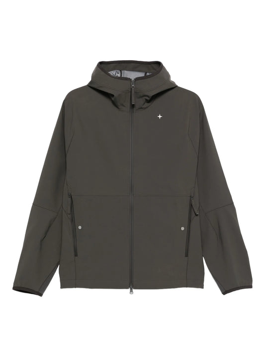 hooded zip-front jacket