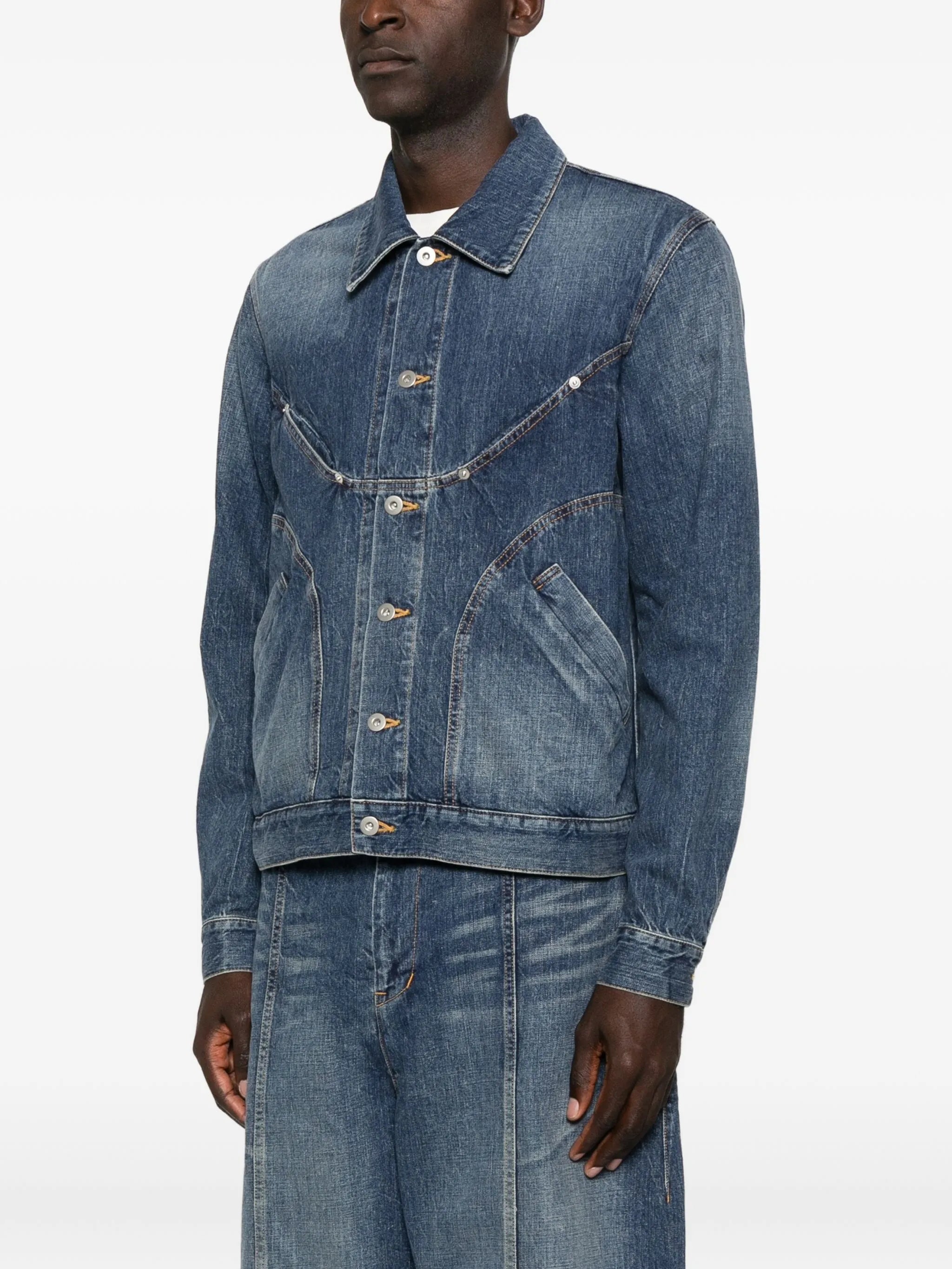 curved-panel denim jacket