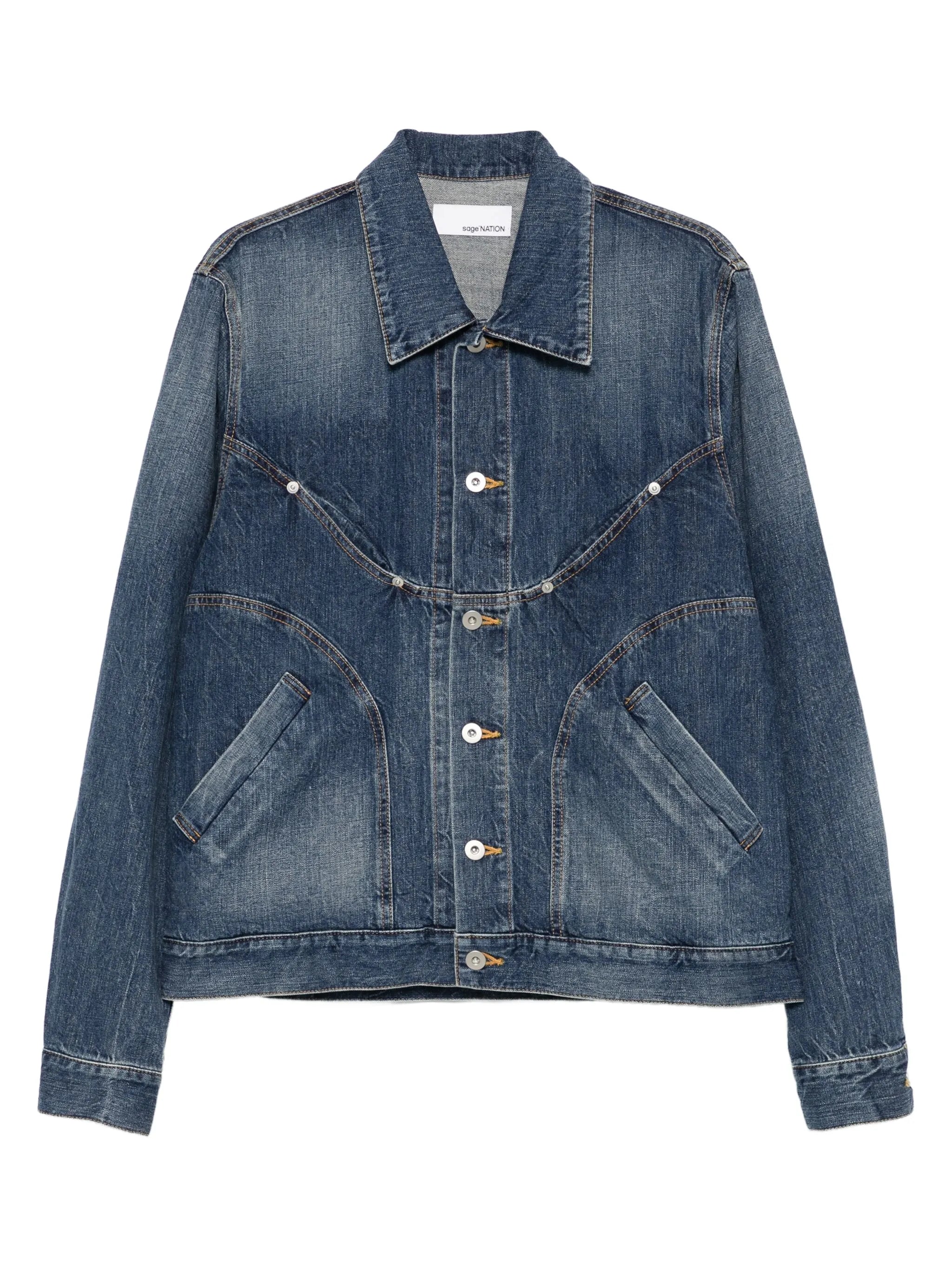 curved-panel denim jacket