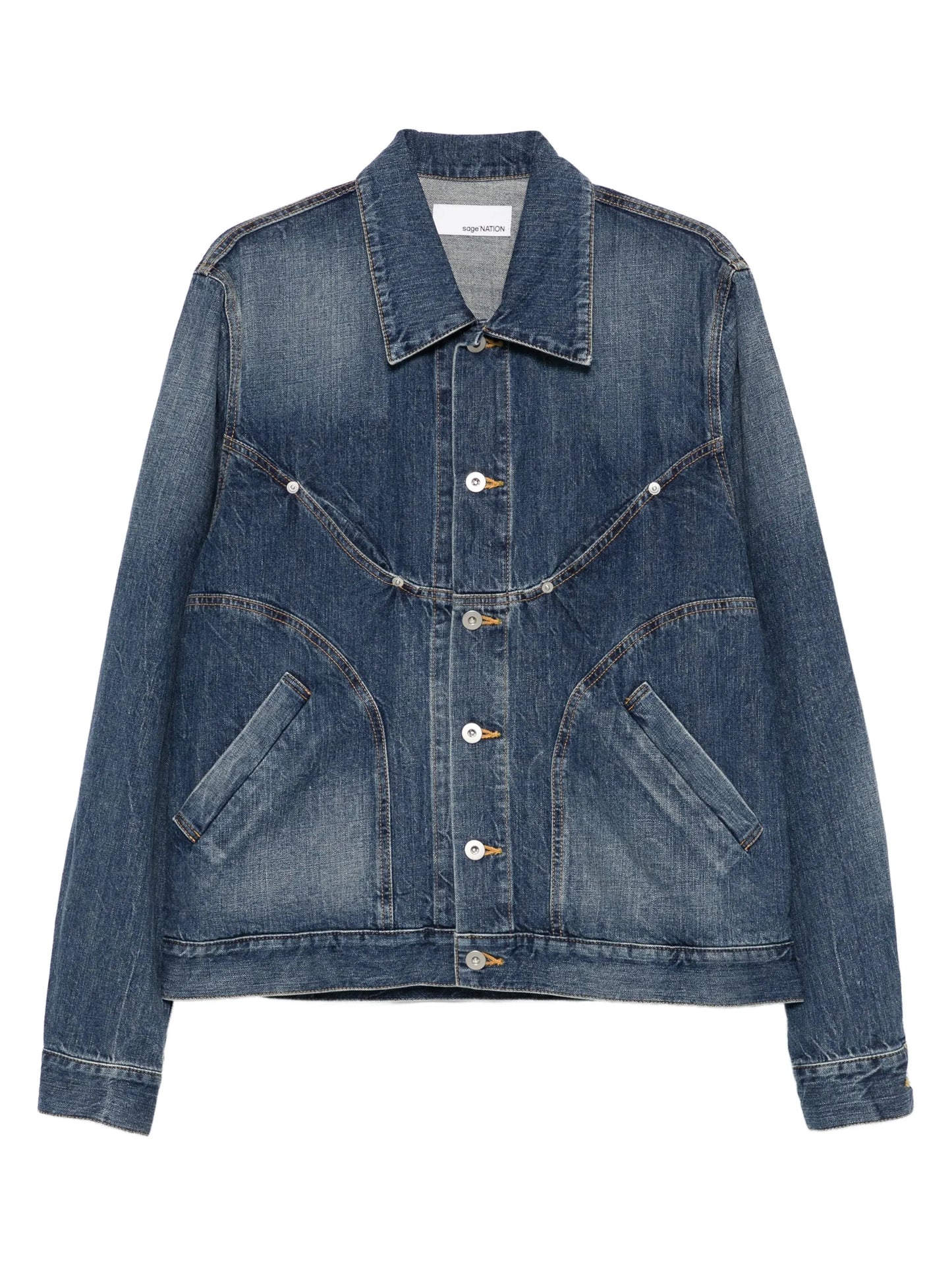 curved-panel denim jacket