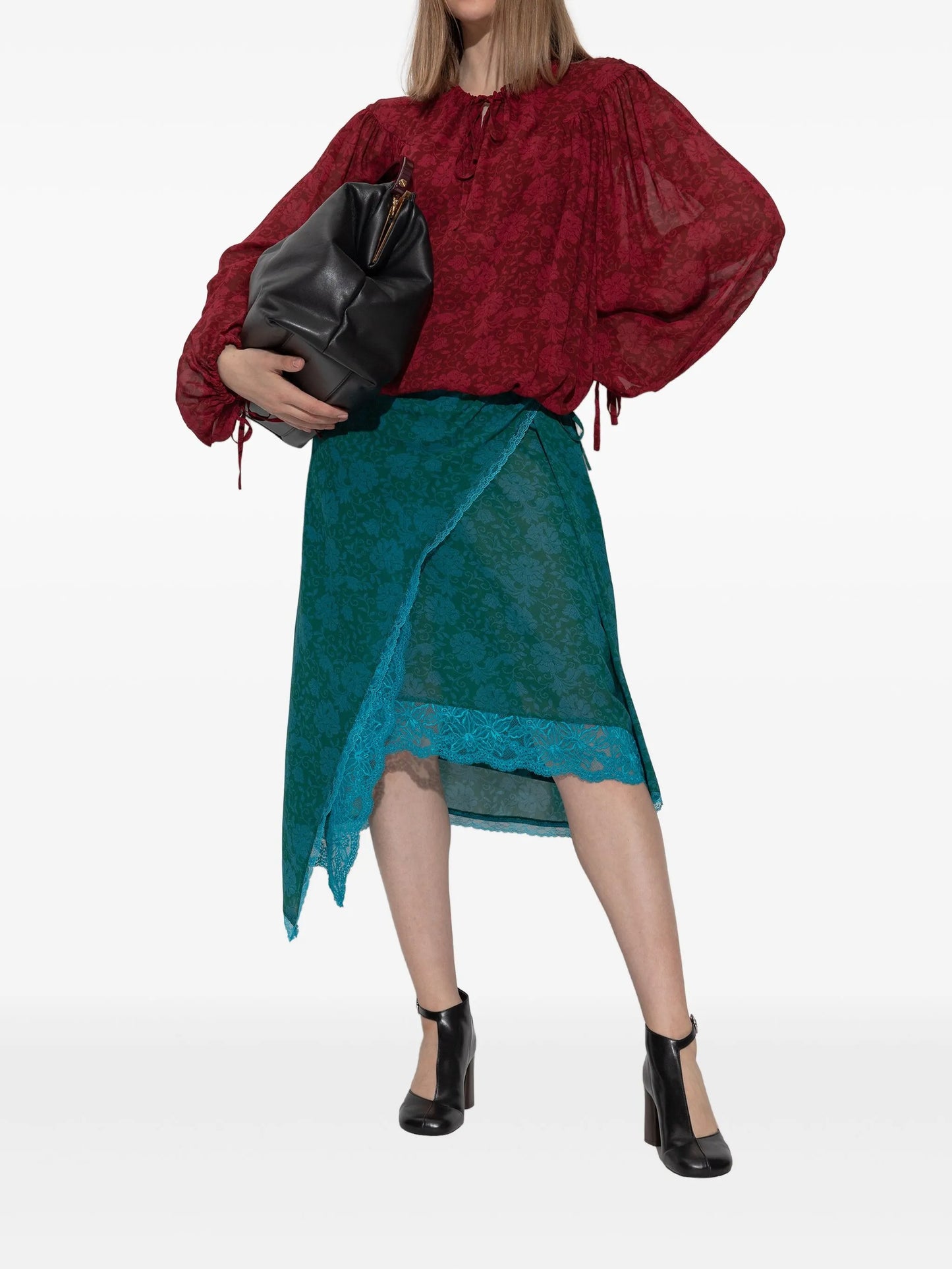 floral-lace wrap skirt