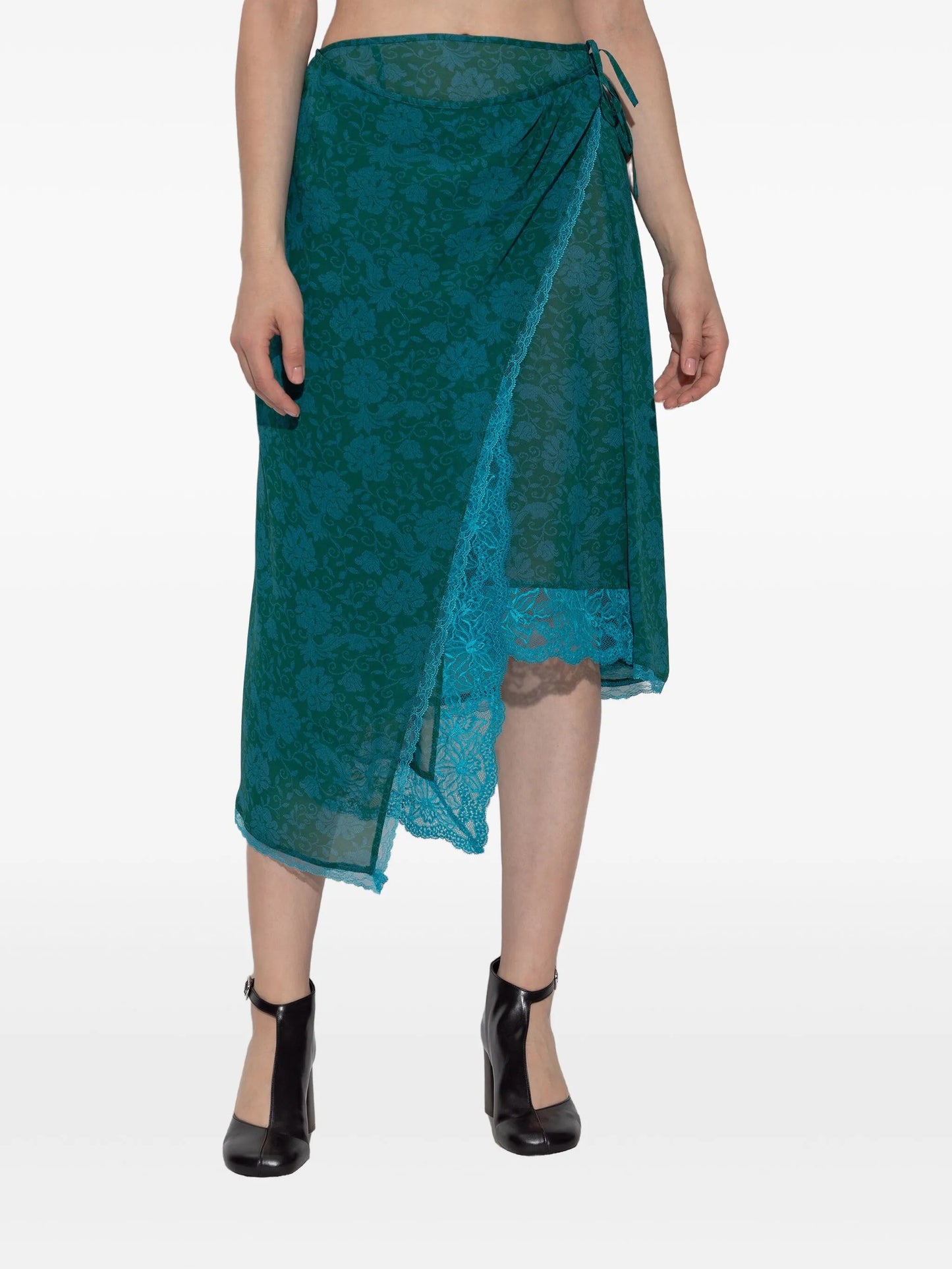 floral-lace wrap skirt