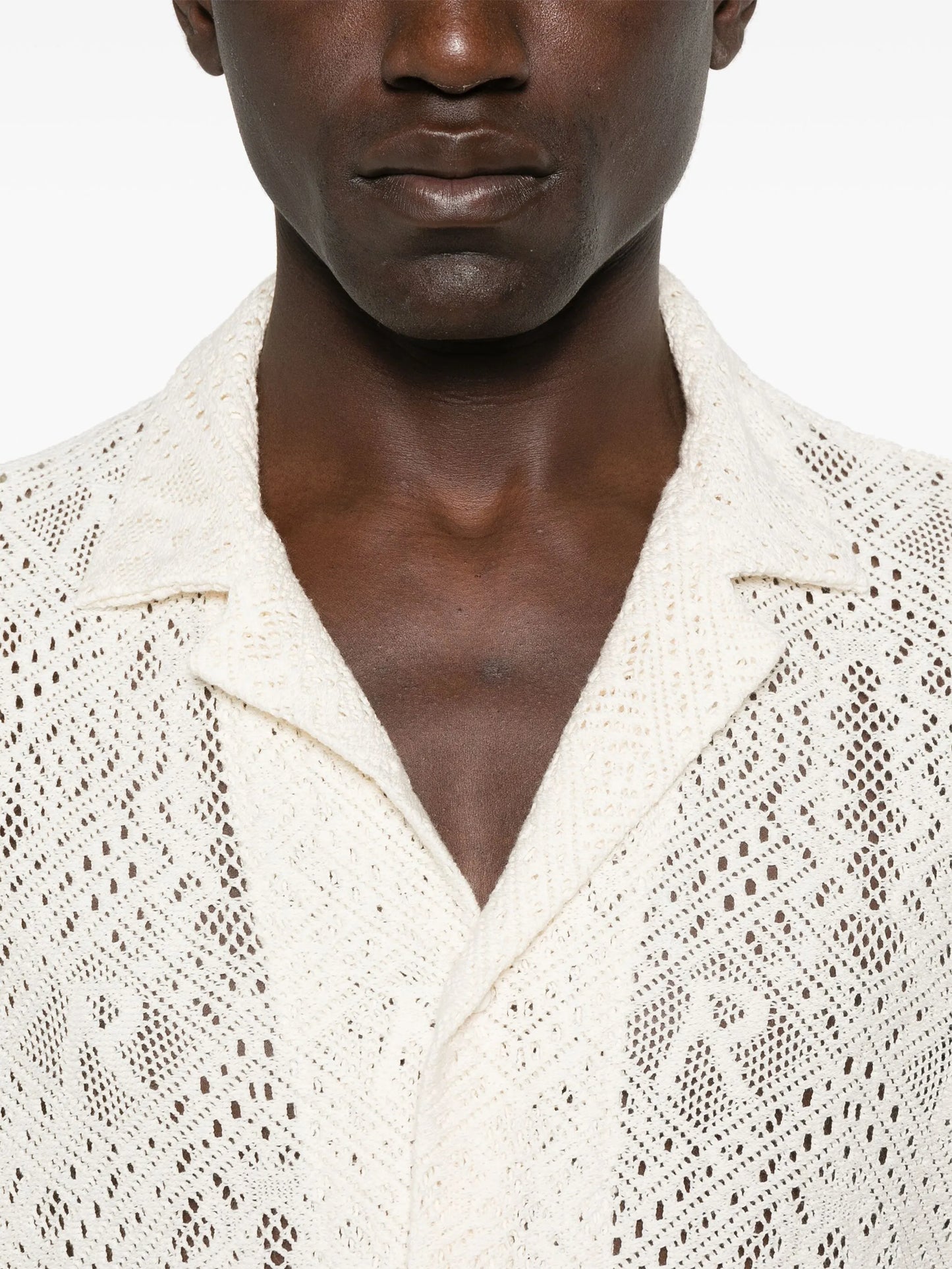 all-over crochet shirt