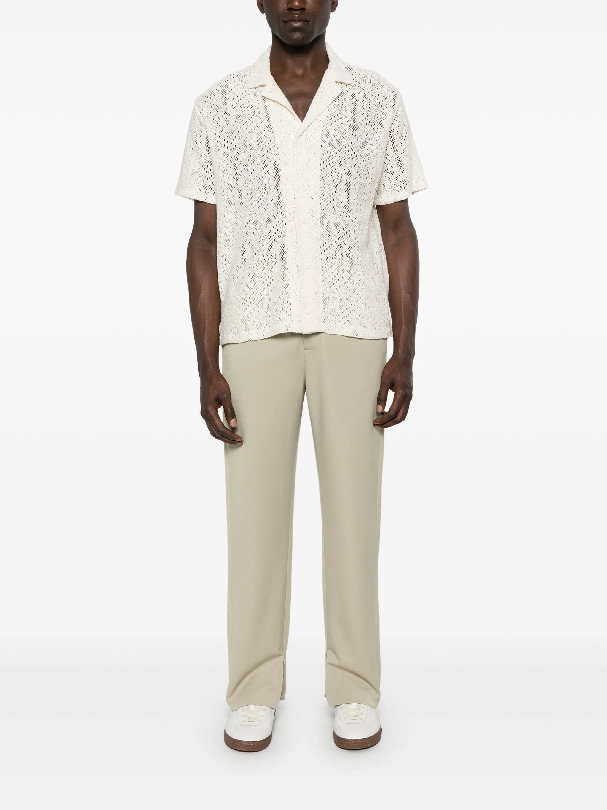all-over crochet shirt