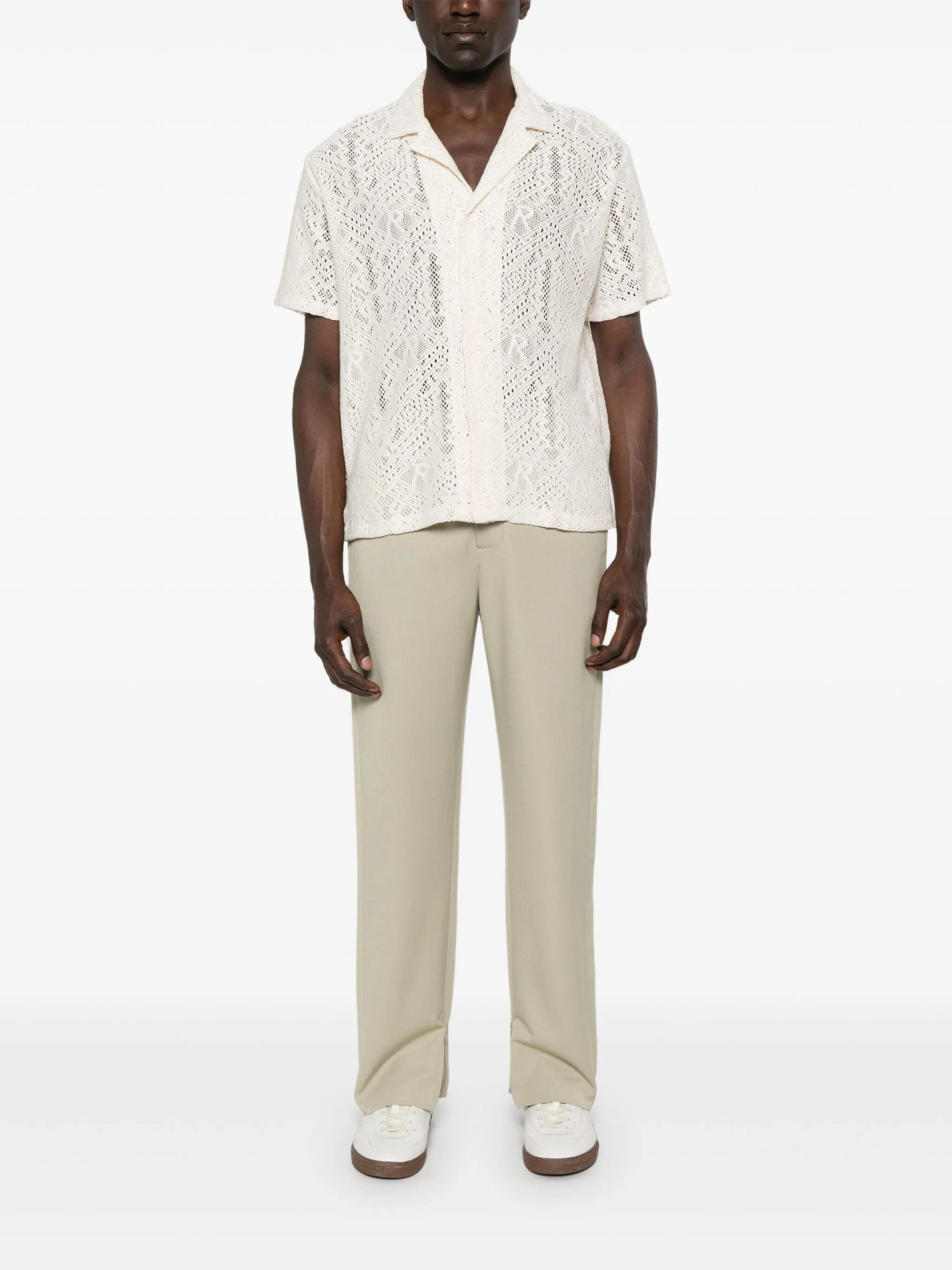all-over crochet shirt