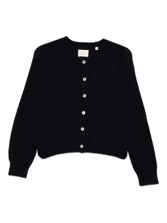 fine-knit button-up cardigan