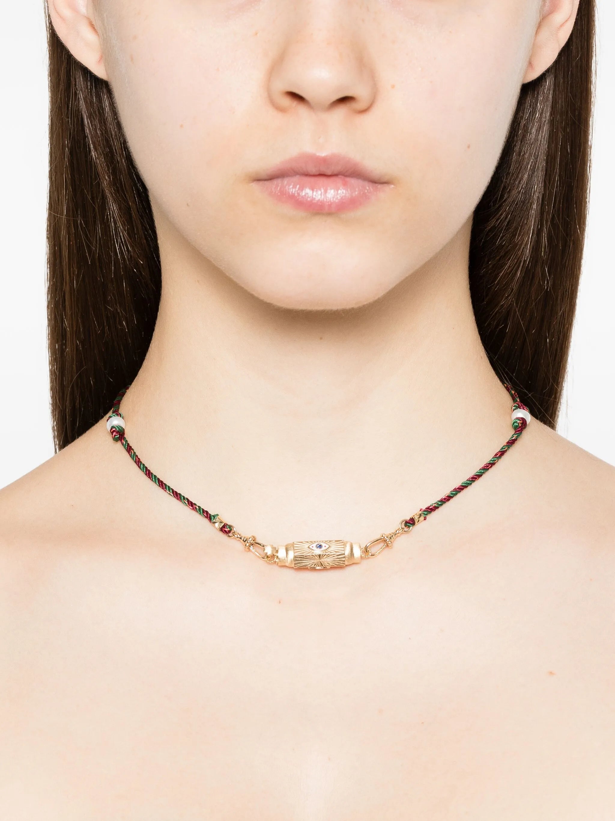 14K yellow gold Evil Eye sapphire necklace