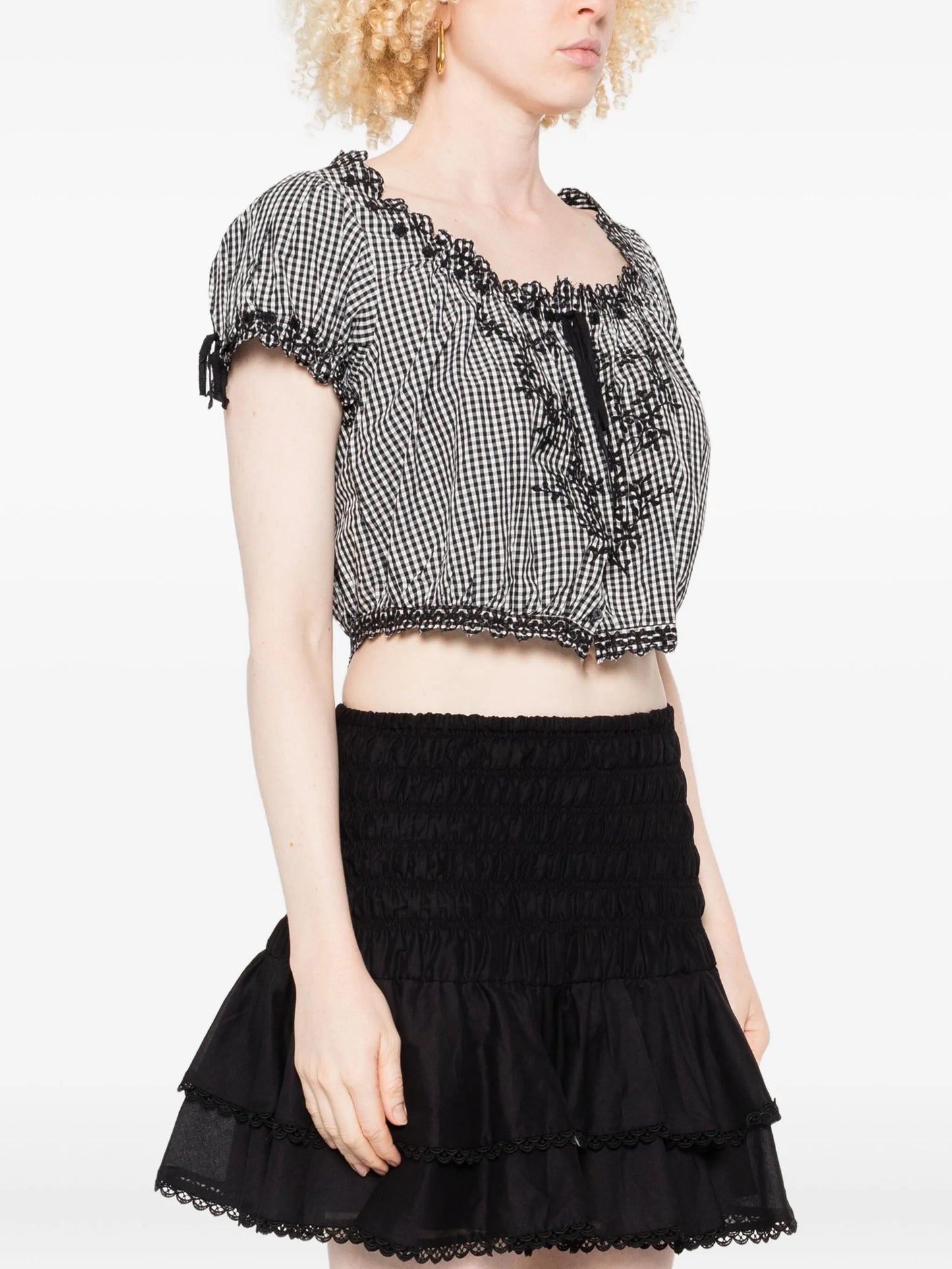 Nera gingham cropped blouse