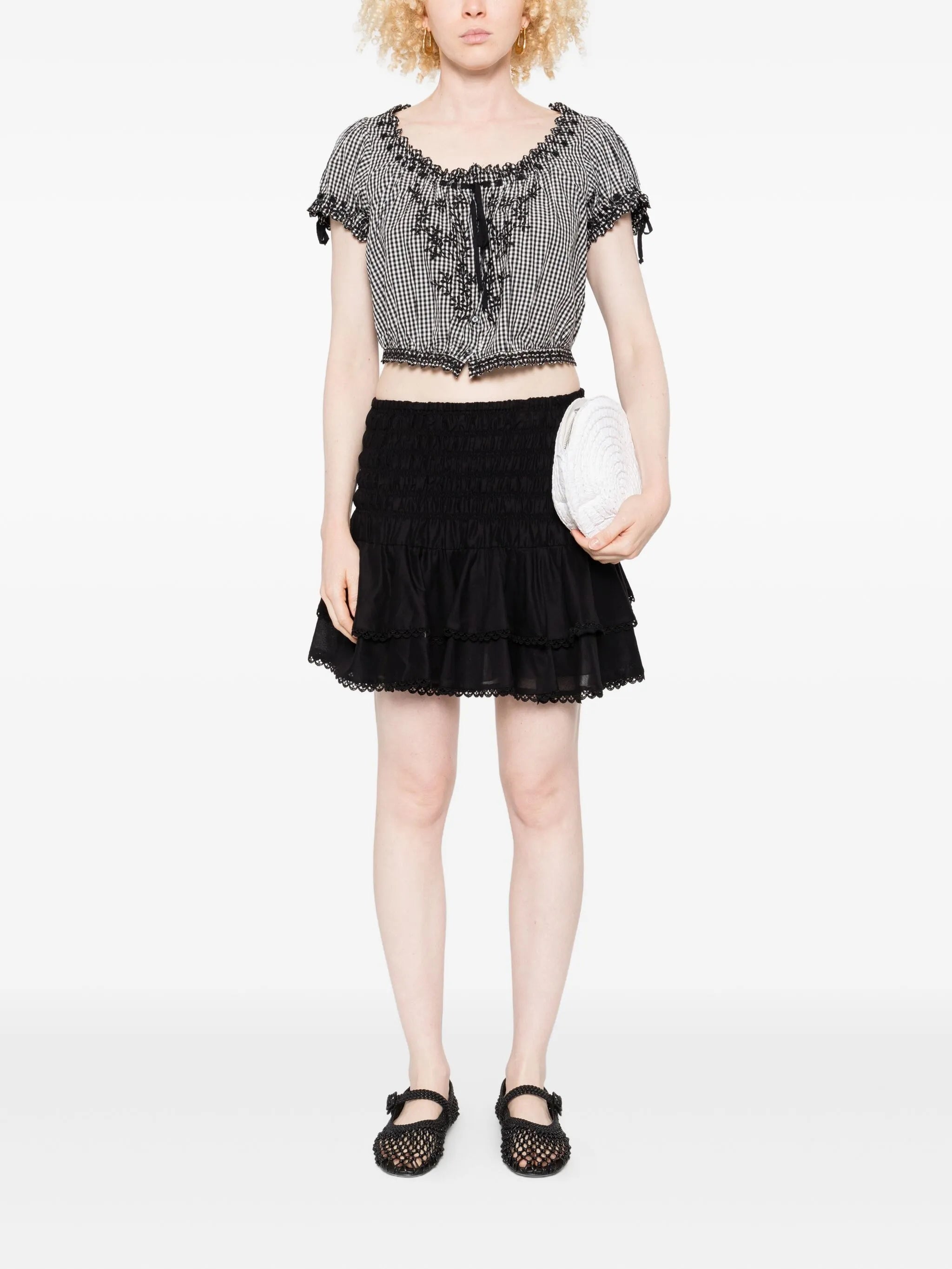 Nera gingham cropped blouse