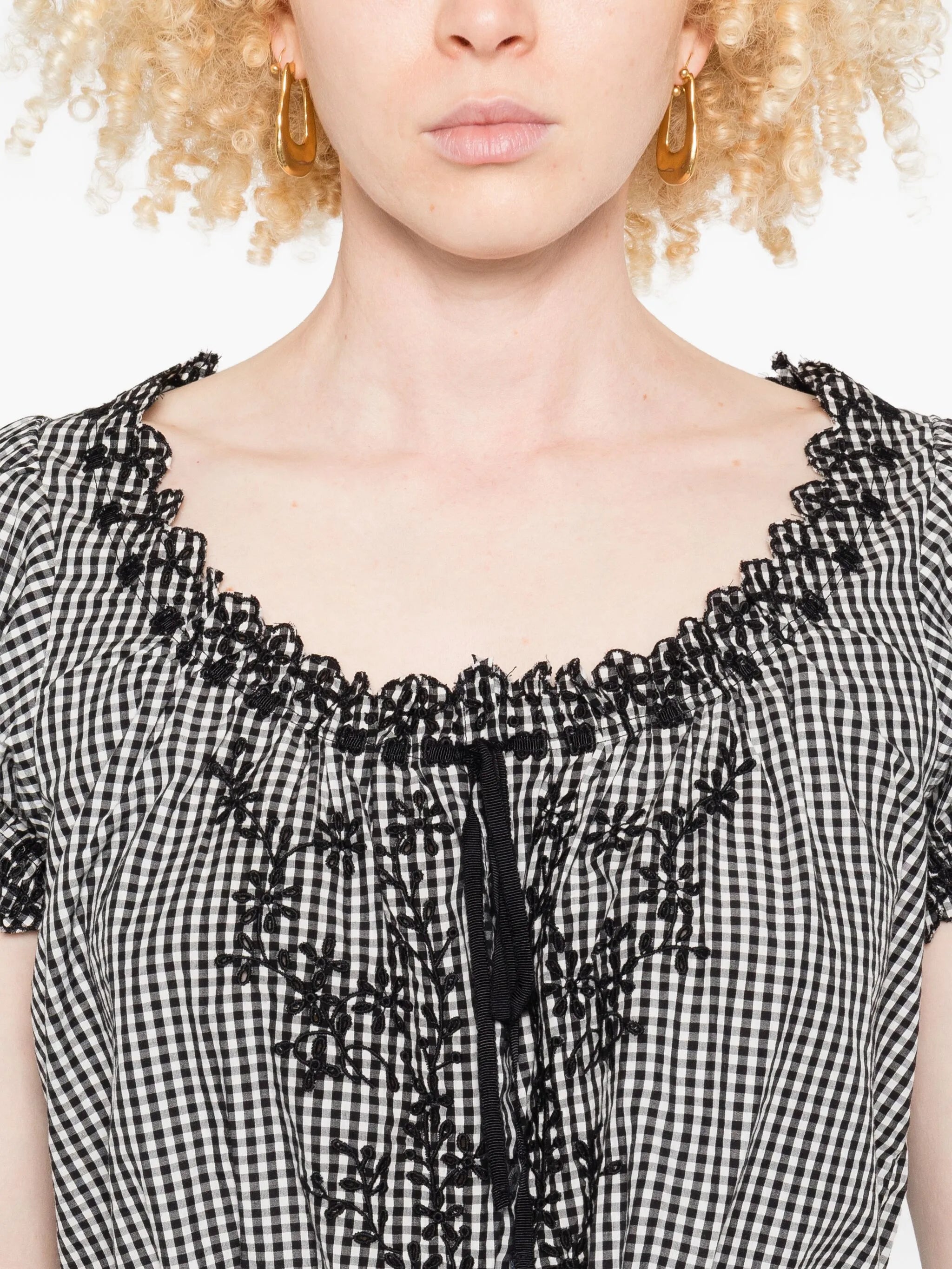 Nera gingham cropped blouse