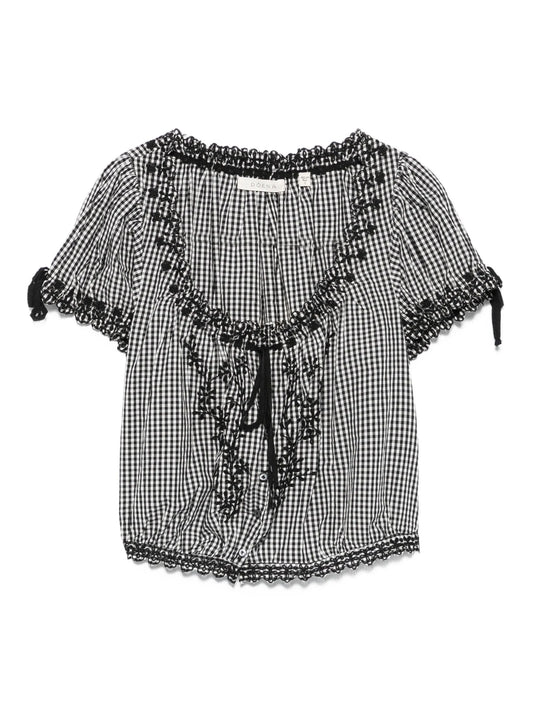 Nera gingham cropped blouse