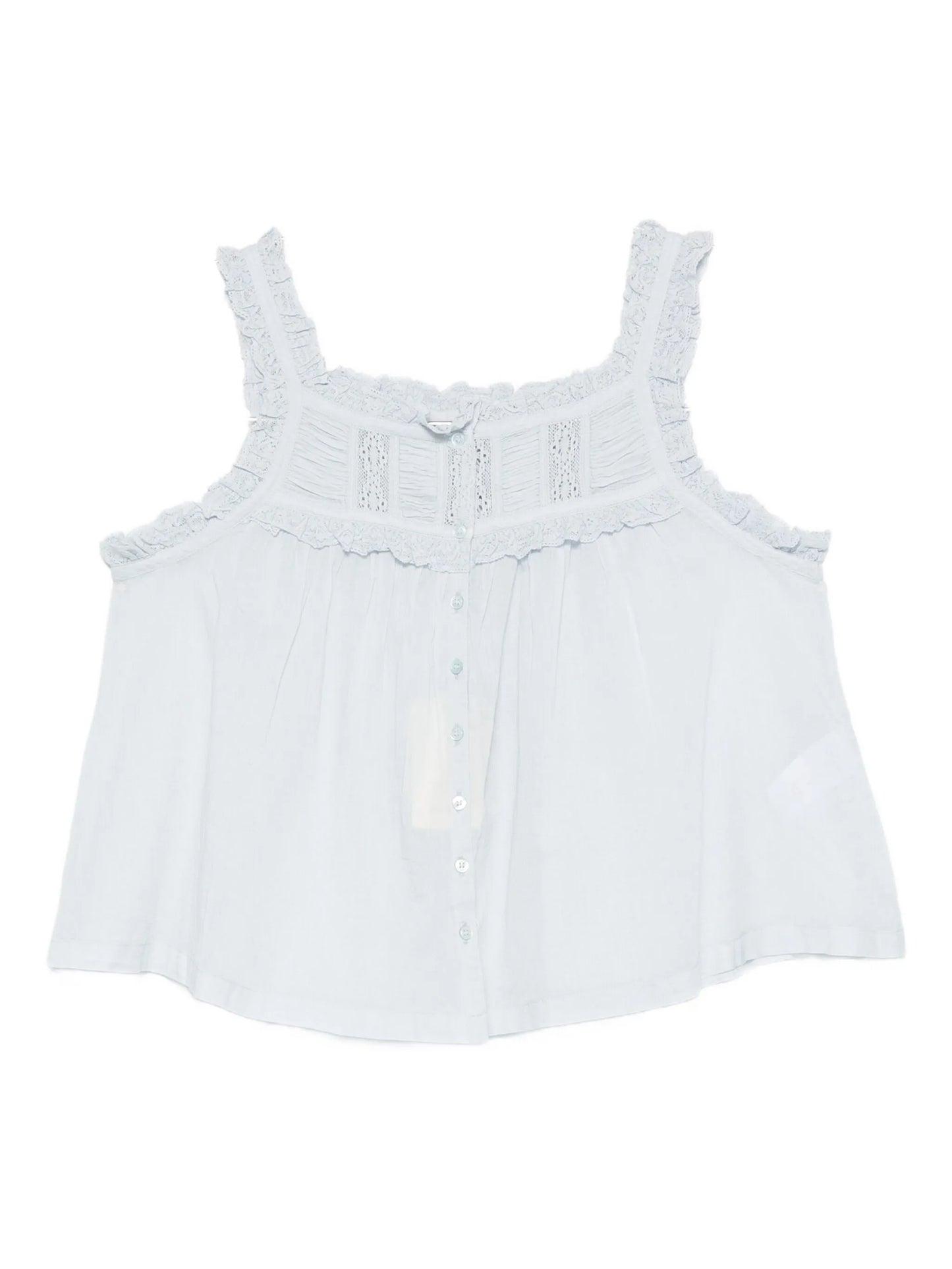 frill-trimmed button top