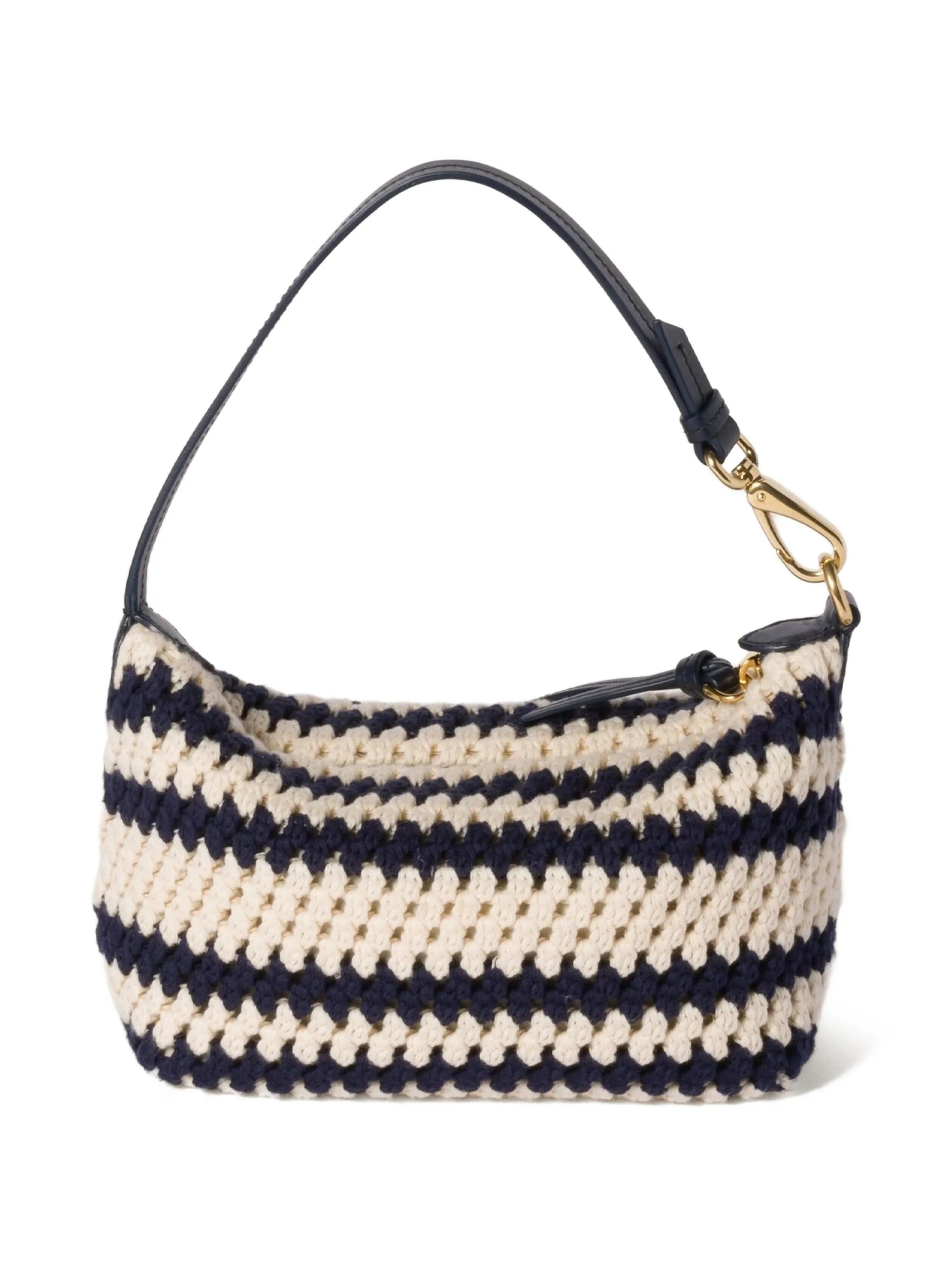 striped crochet shoulder bag
