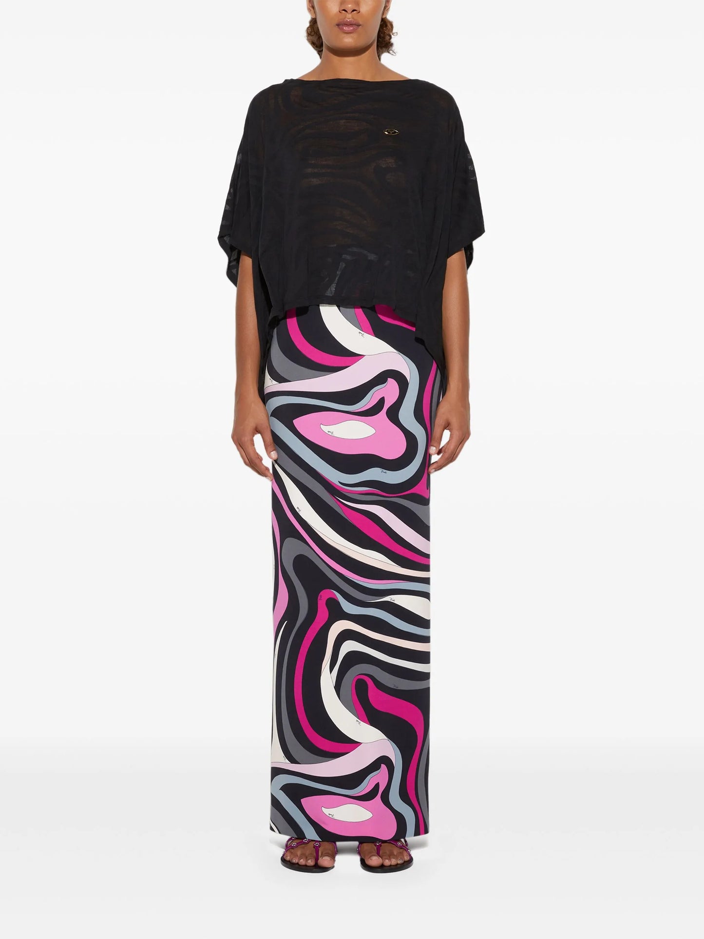 Marmo-print maxi skirt