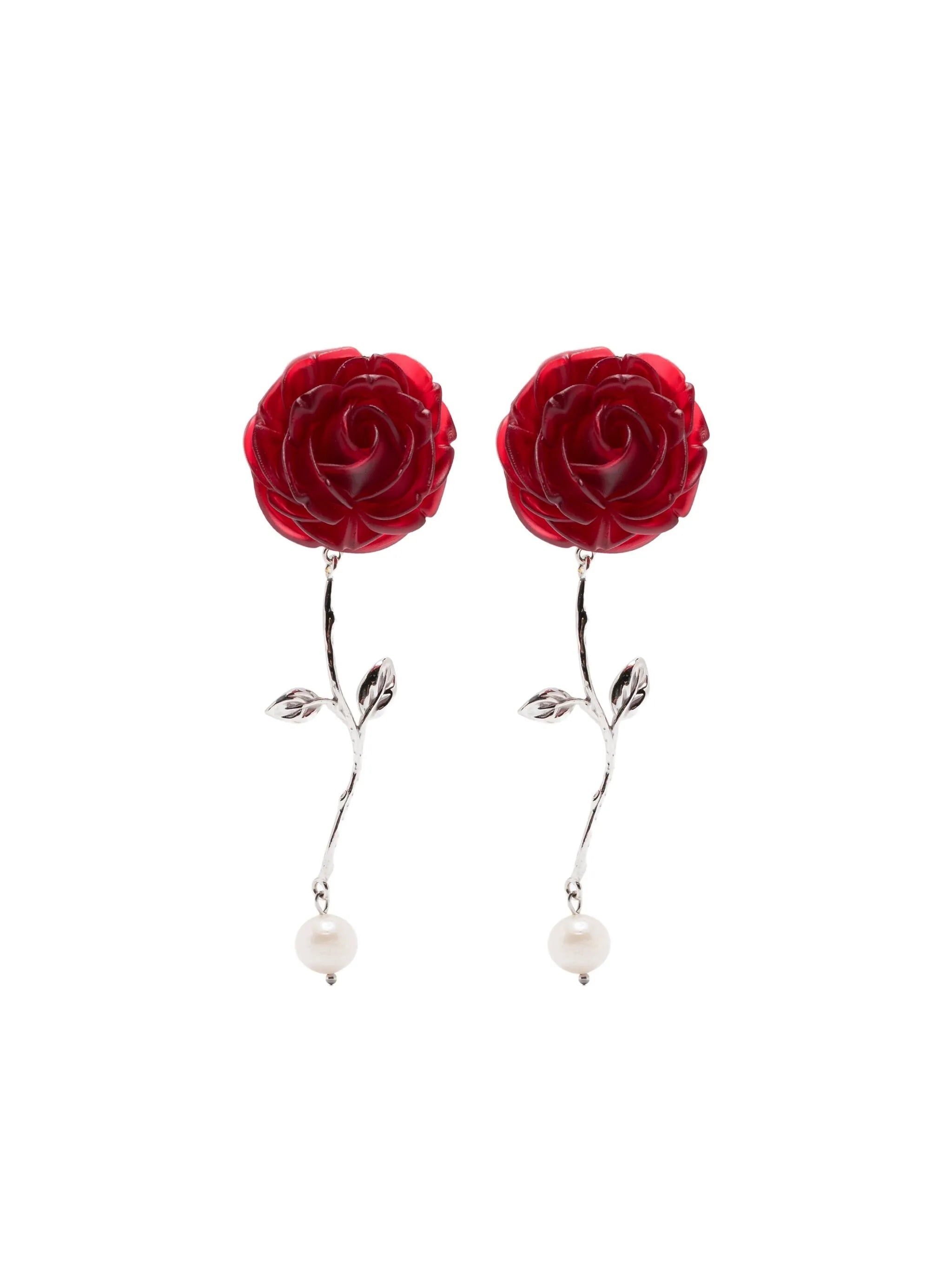 rose-appliqué earrings