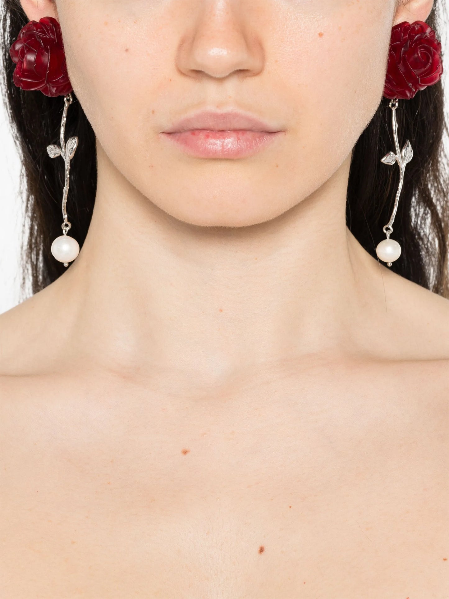 rose-appliqué earrings