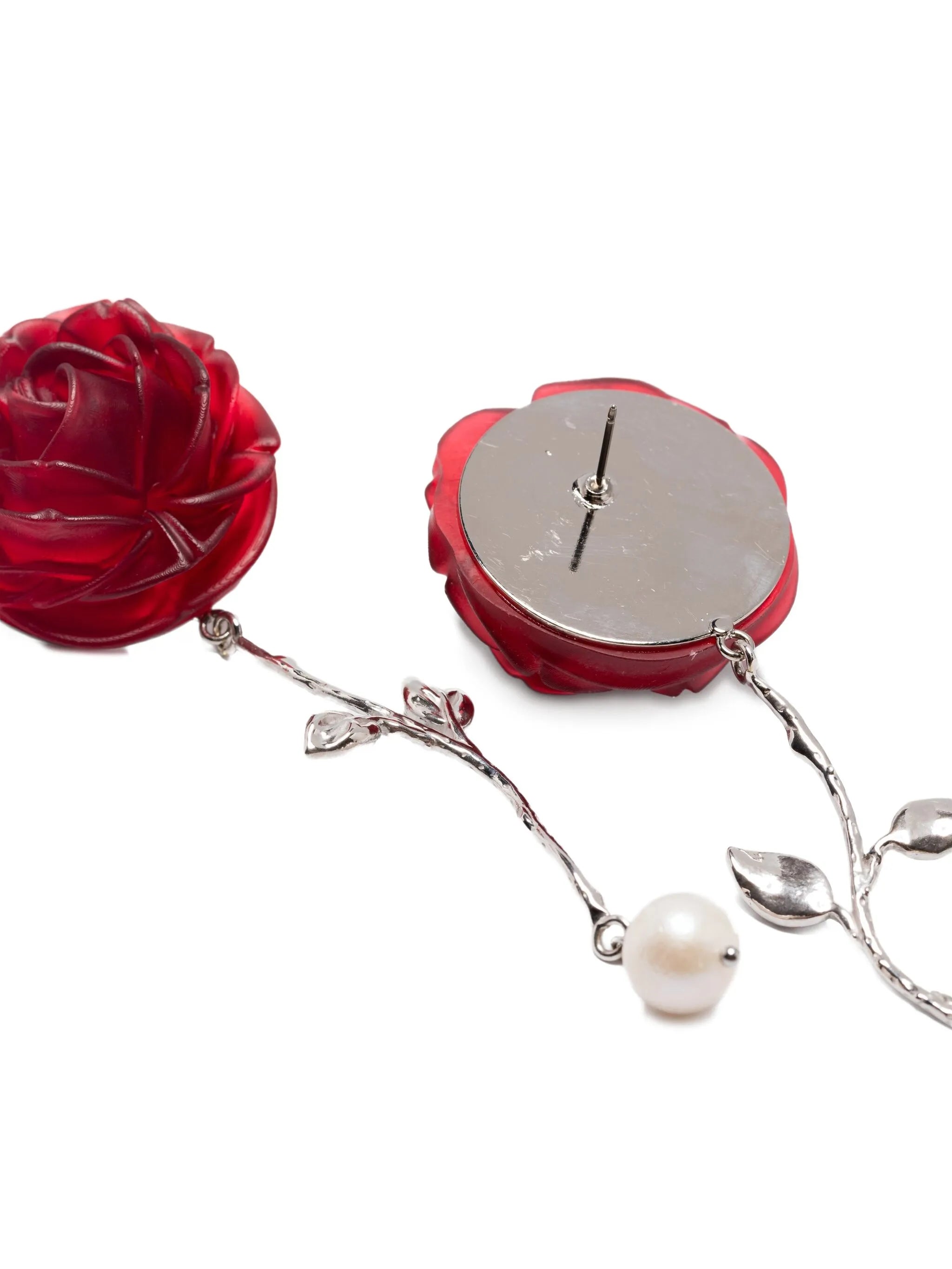 rose-appliqué earrings