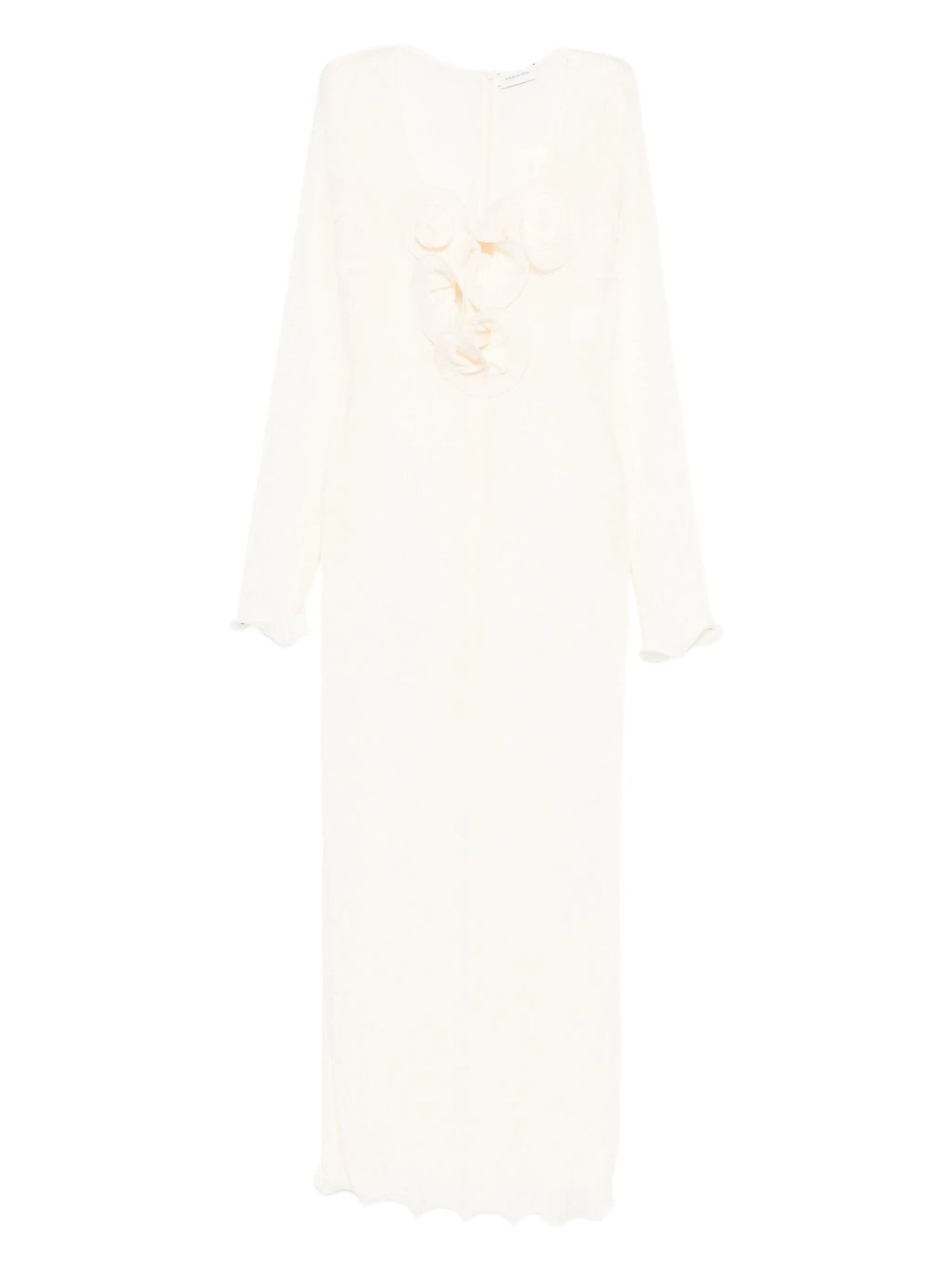 floral-appliqué maxi dress