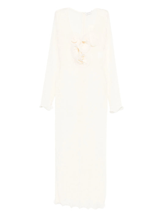 floral-appliqué maxi dress