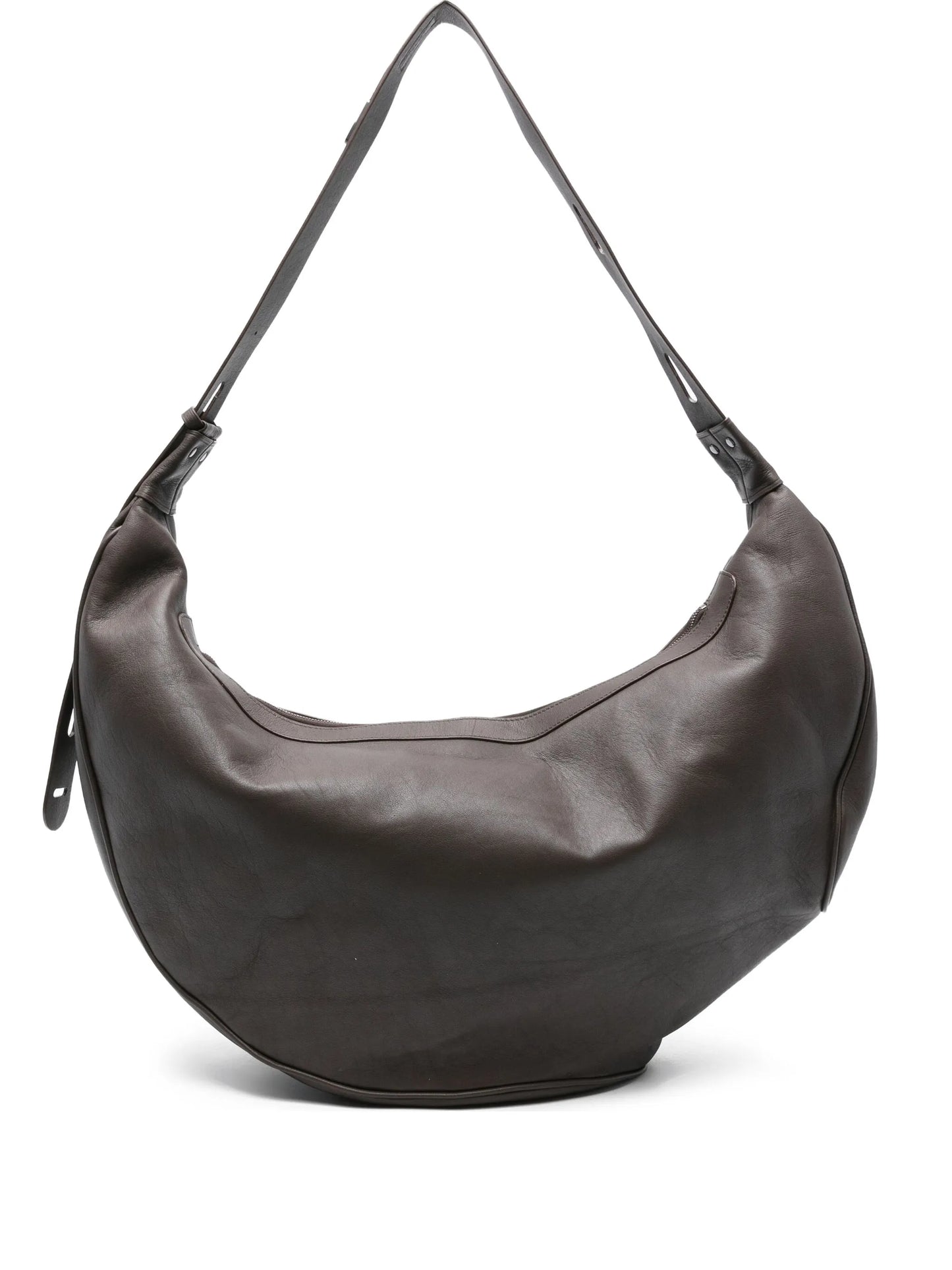 Moravia leather curved shoulder bag