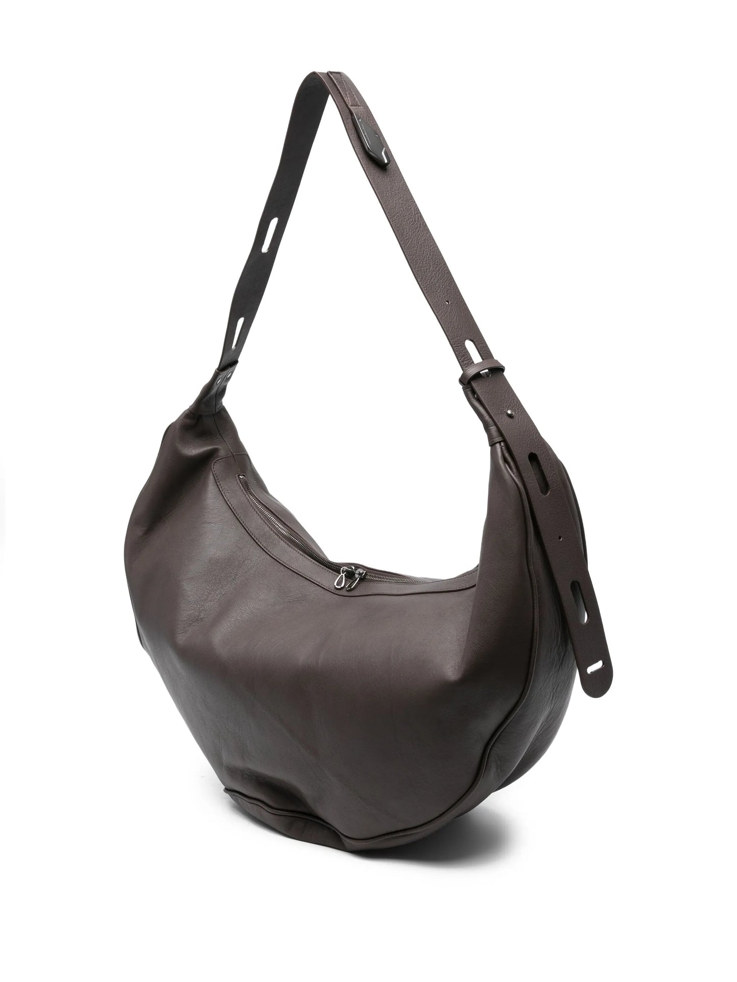 Moravia leather curved shoulder bag
