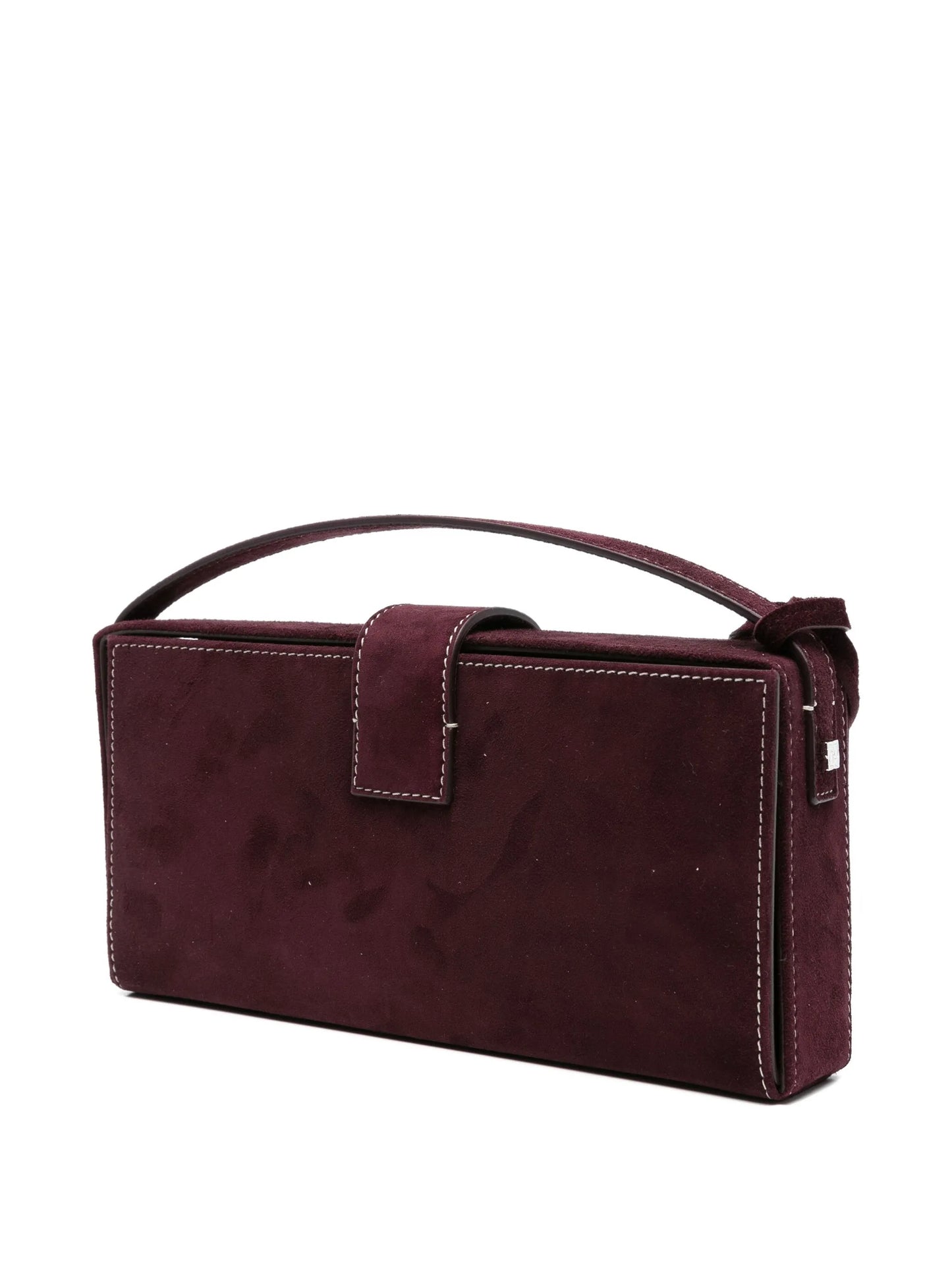 Apolonia rose-embellished suede clutch bag