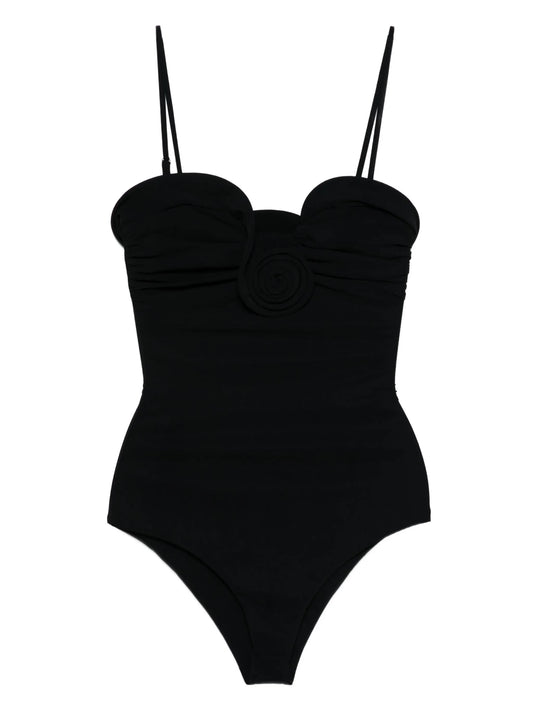 rose-embellished swimsuit