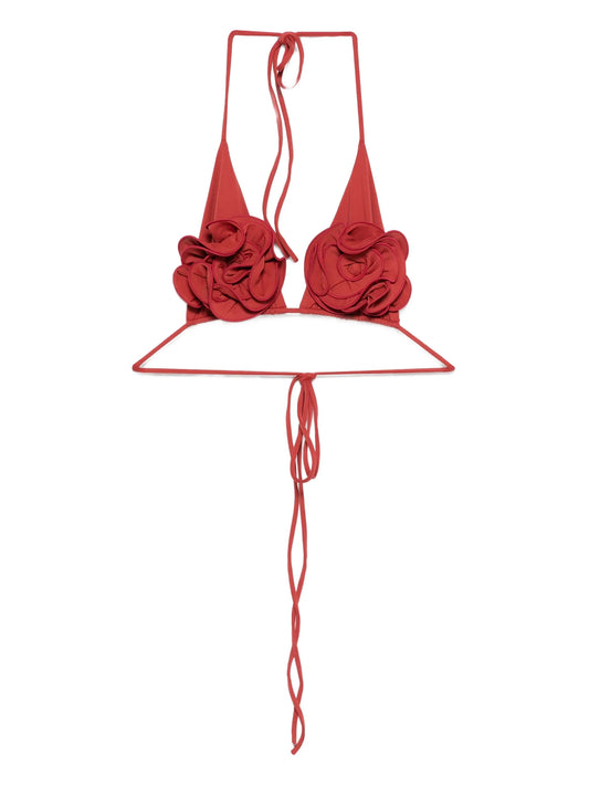 floral-motif bikini top