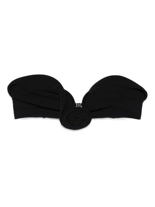 rose-appliqué bikini top