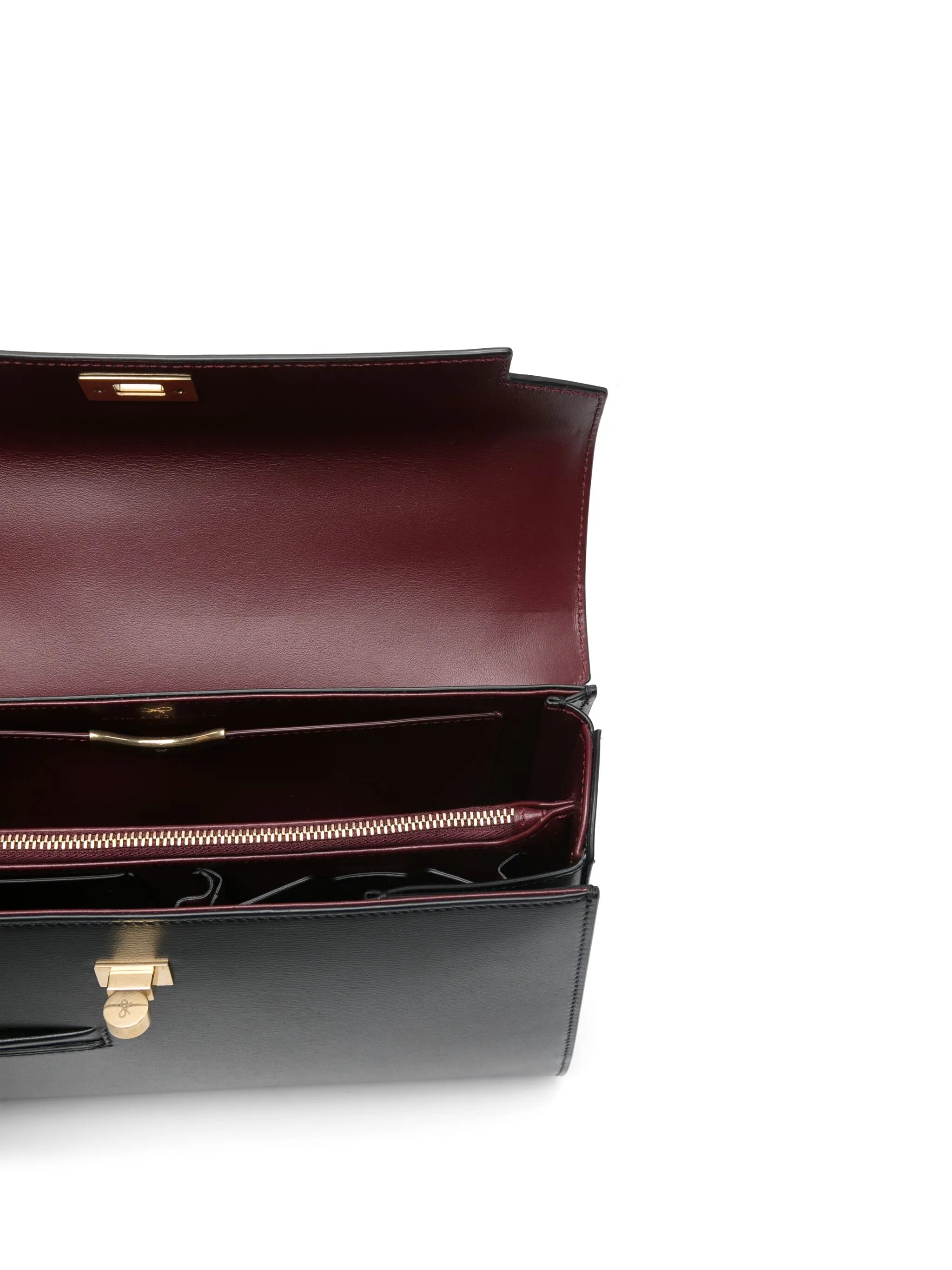 Mortimer calf leather top handle bag in black