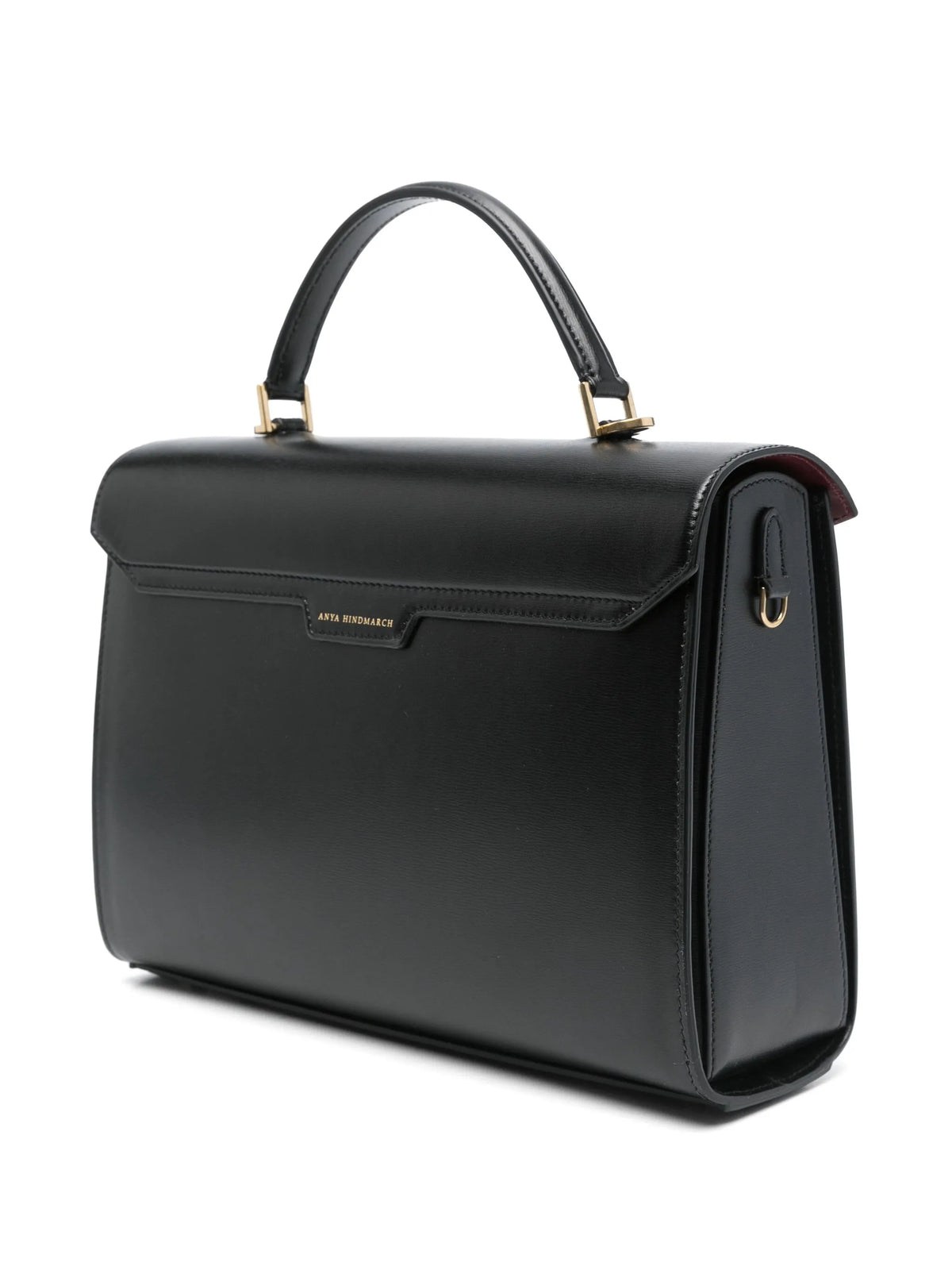 Mortimer calf leather top handle bag in black