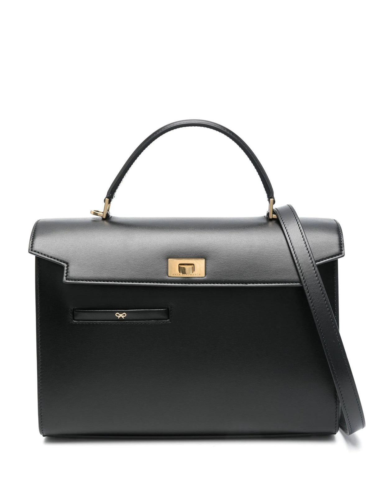 Mortimer calf leather top handle bag in black