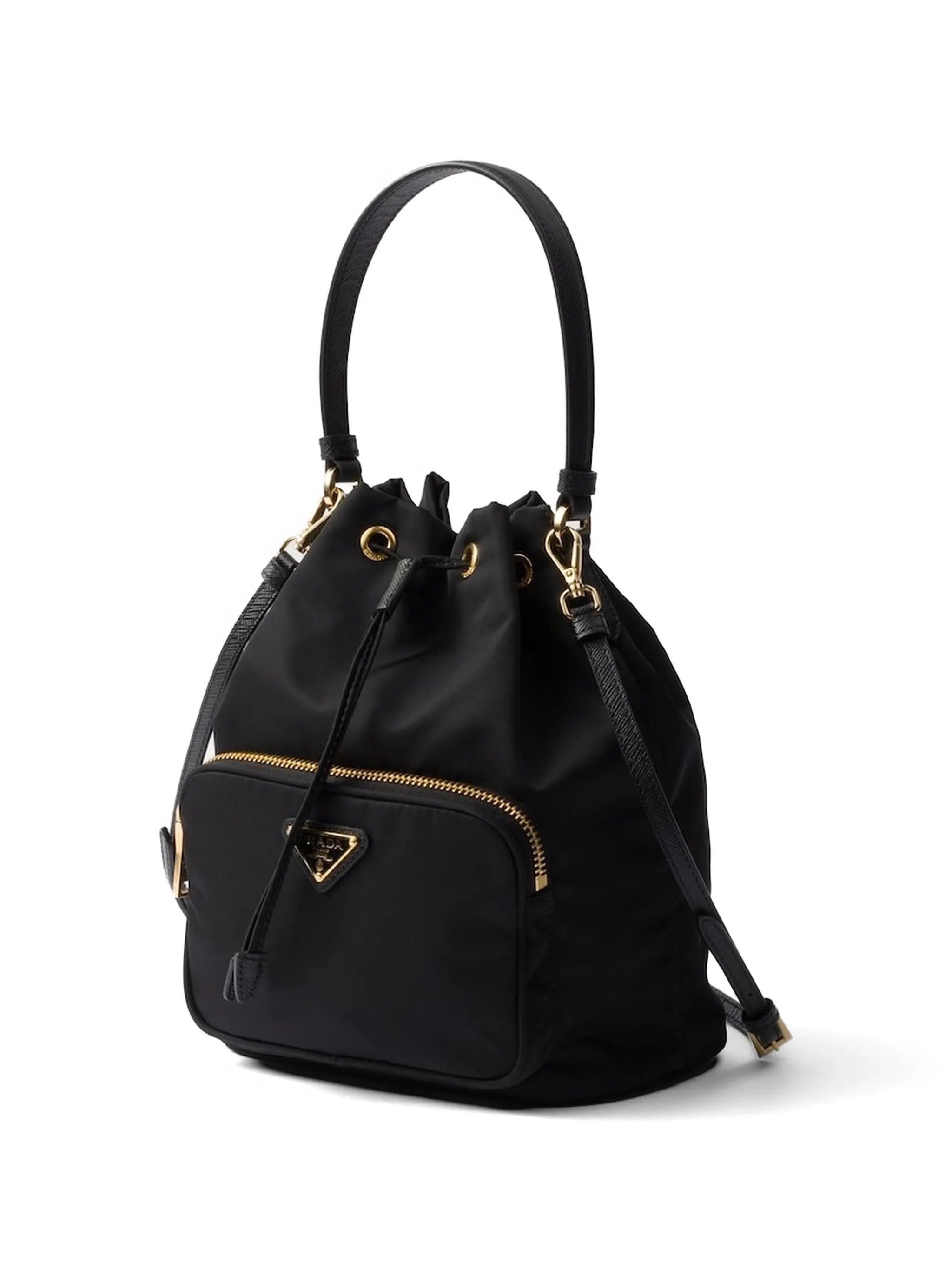 logo-plaque drawstring tote bag