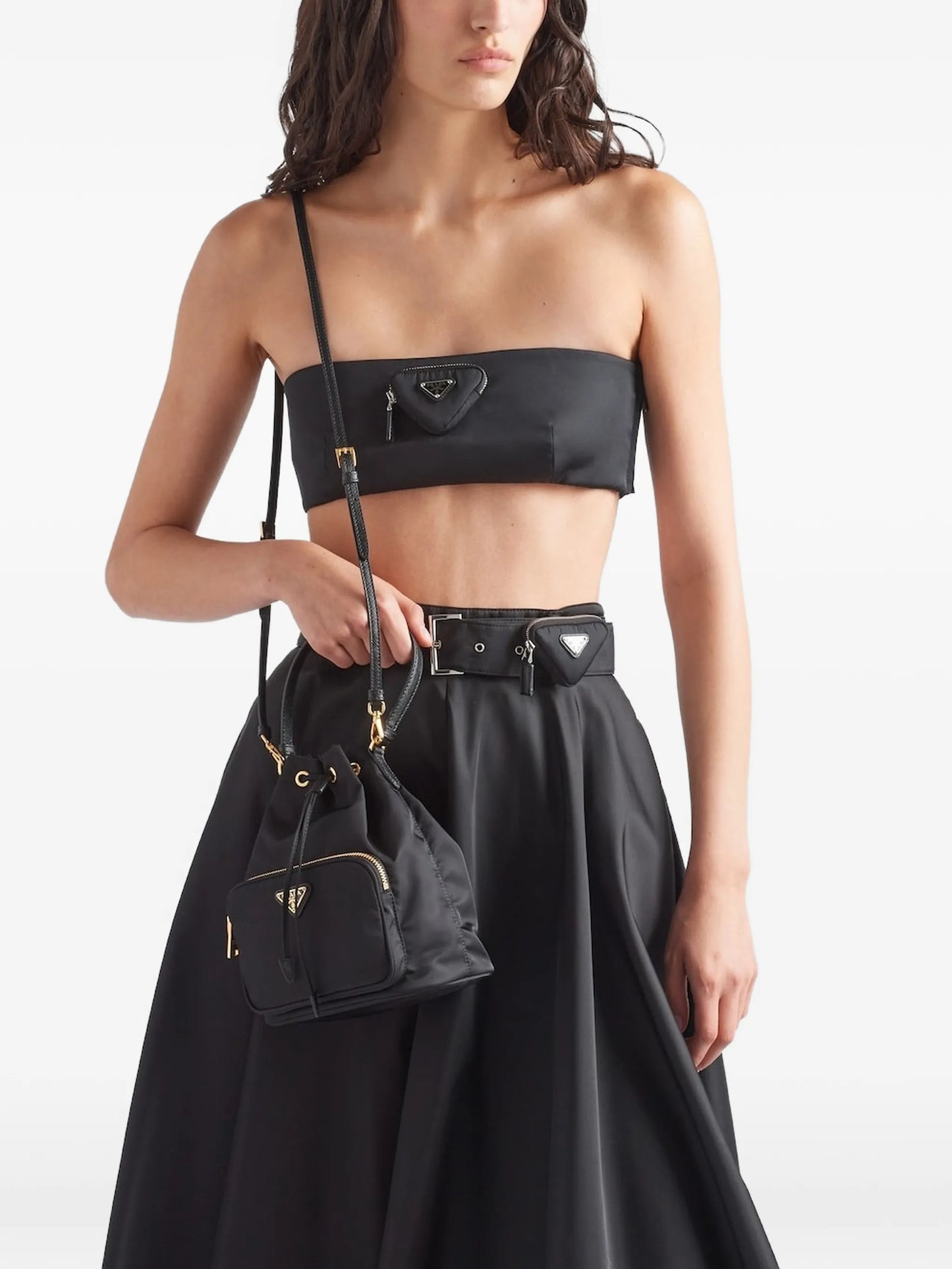 logo-plaque drawstring tote bag