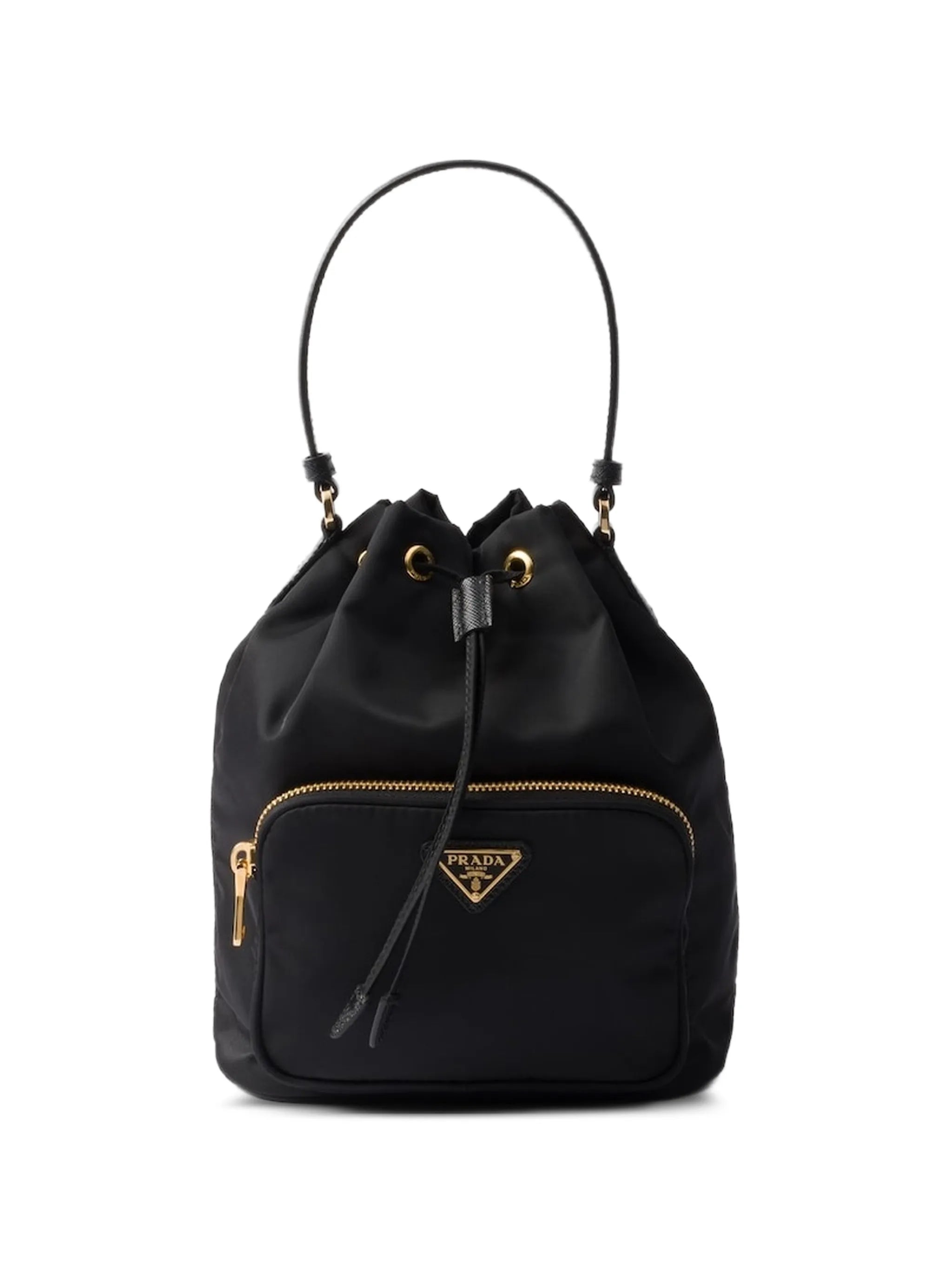 logo-plaque drawstring tote bag