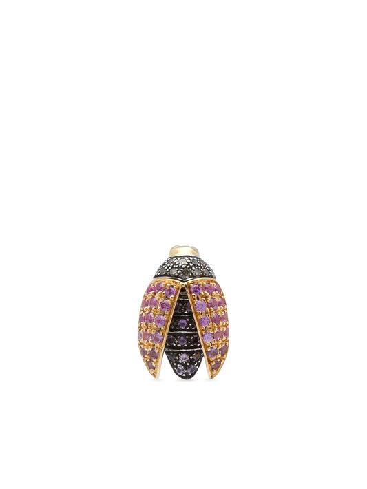 18K yellow gold Mini Scarab diamond and sapphire earrings