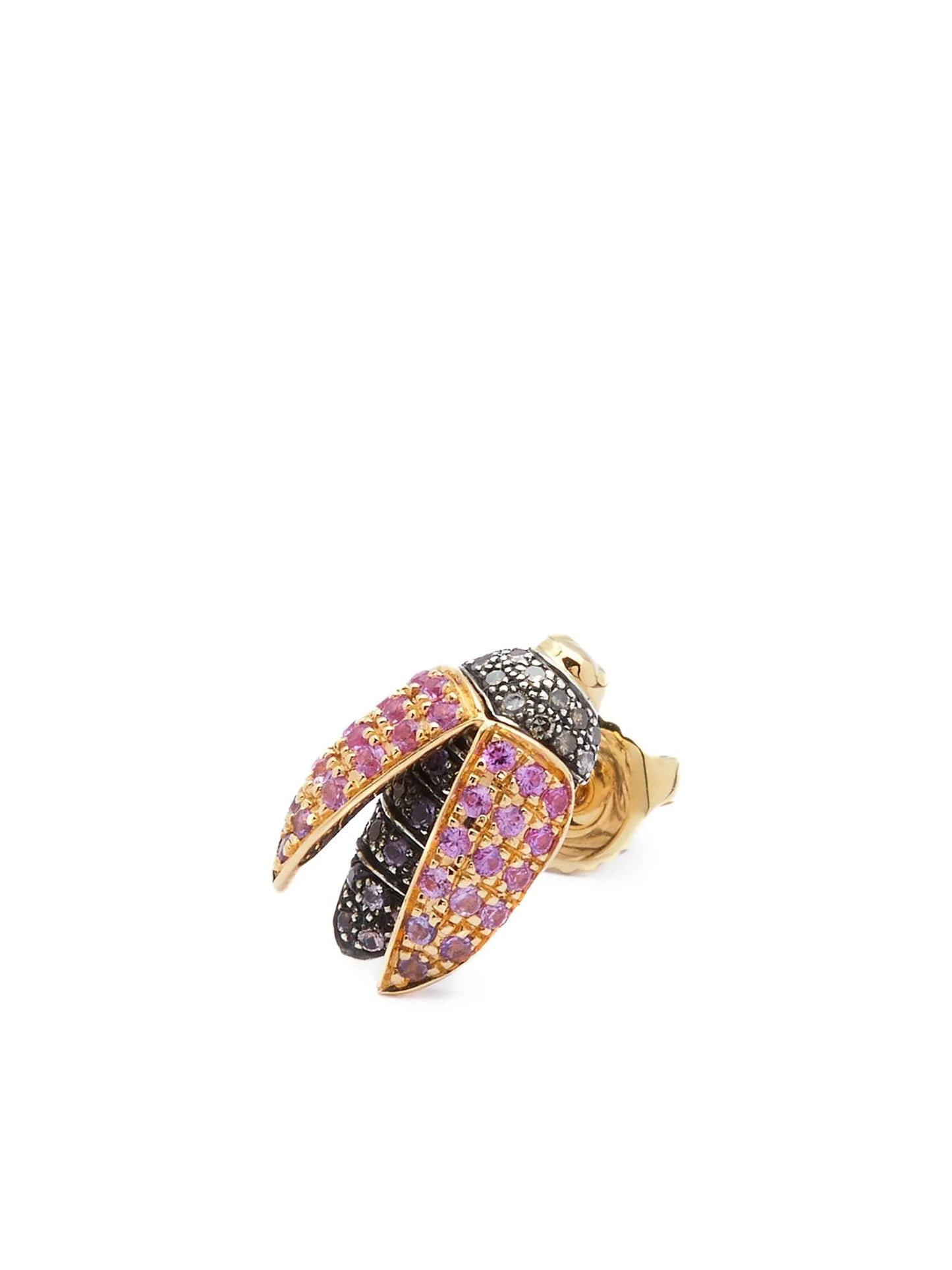 18K yellow gold Mini Scarab diamond and sapphire earrings