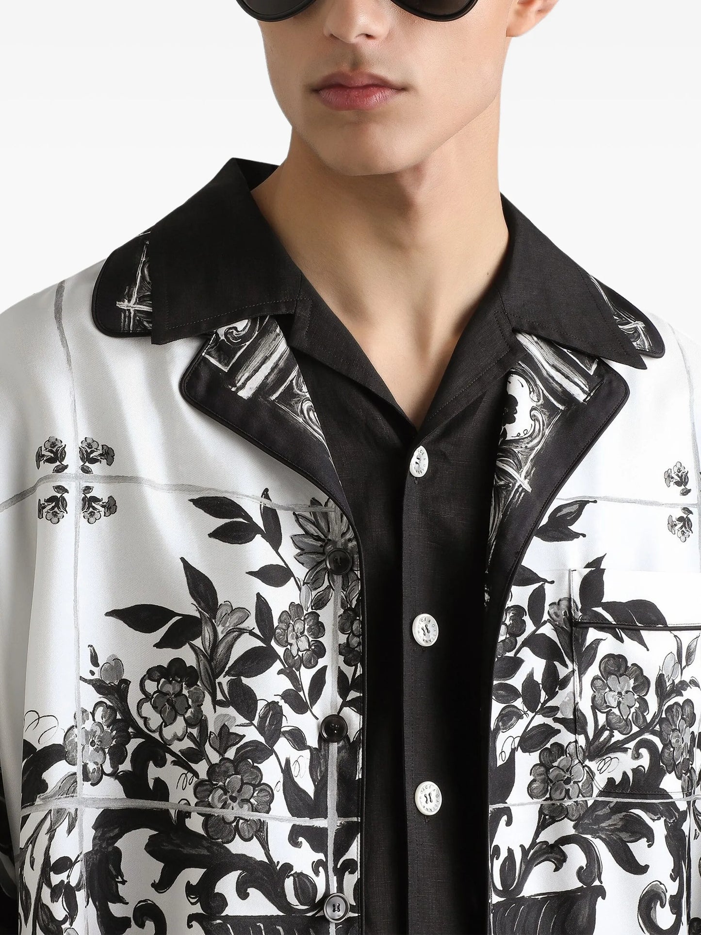 Majolica-print silk shirt